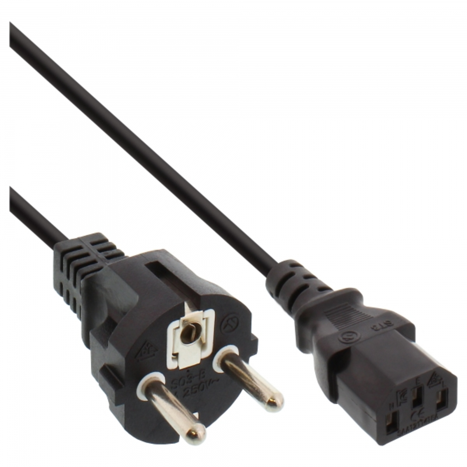 InLine Mains Cable Straight Earthing Contact to C13 Appliance Inlet 5m Black