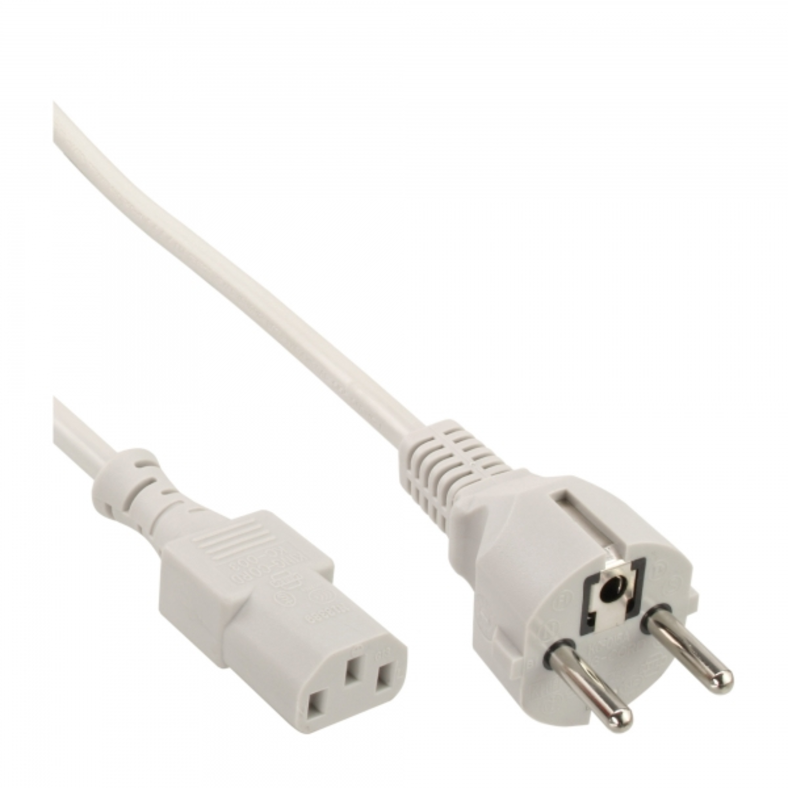 InLine Mains Cable Earthing Contact Straight to Cold Appliance Plug C13 1.5m Gray