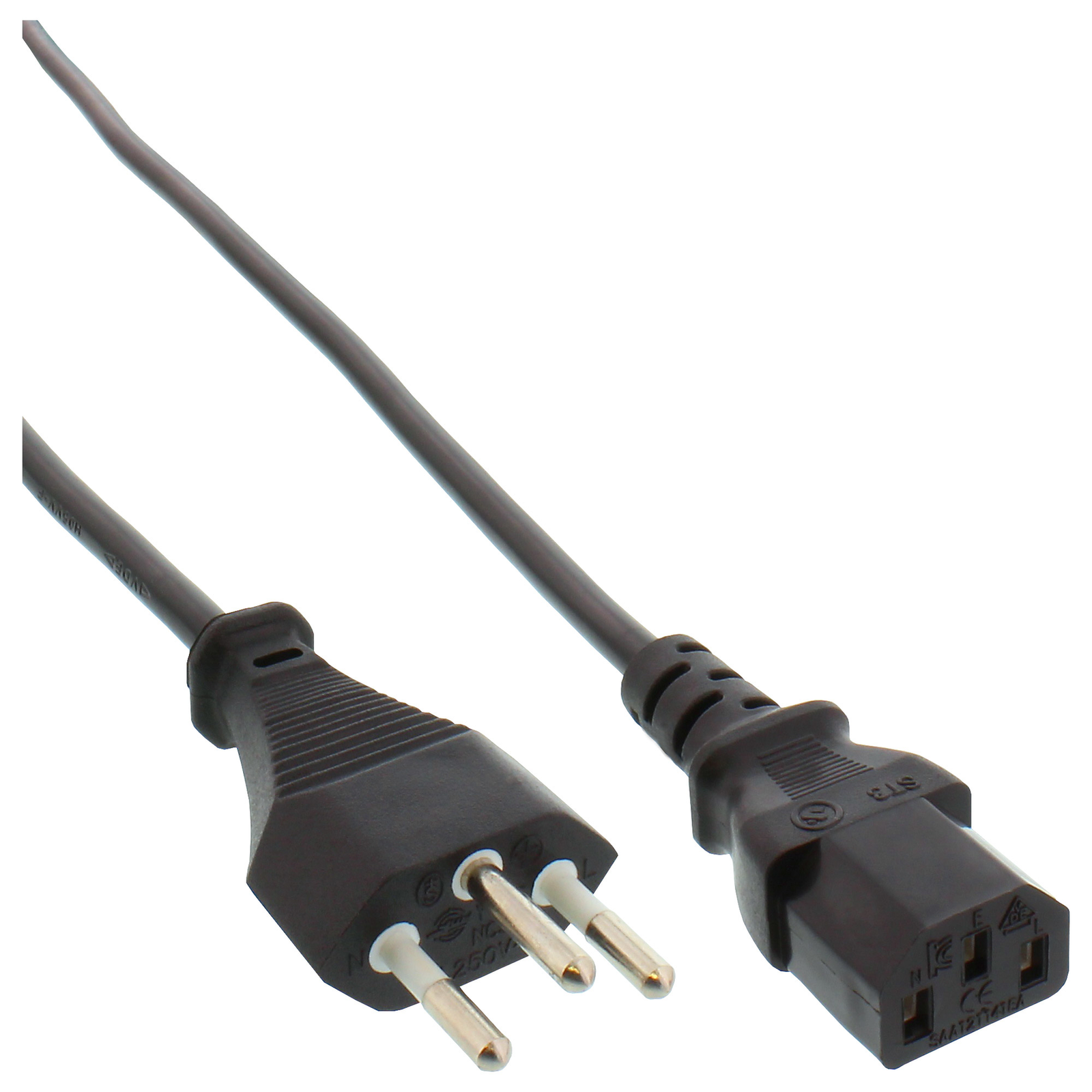 InLine Mains Cable Swiss Mains Plug to Cold Appliance Plug C13 1.8m