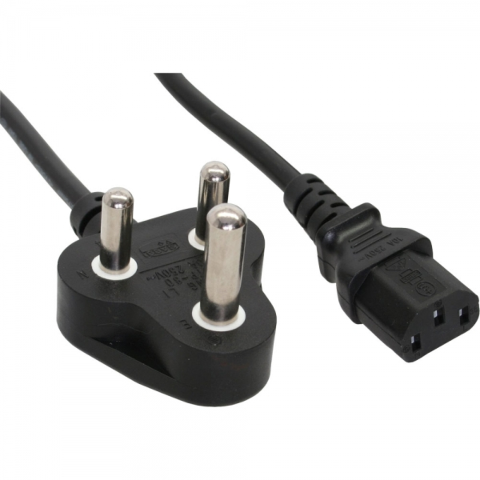 InLine Mains Cable Mains Plug South Africa 5A Type D to Cold Appliance Plug C13 1 -8m