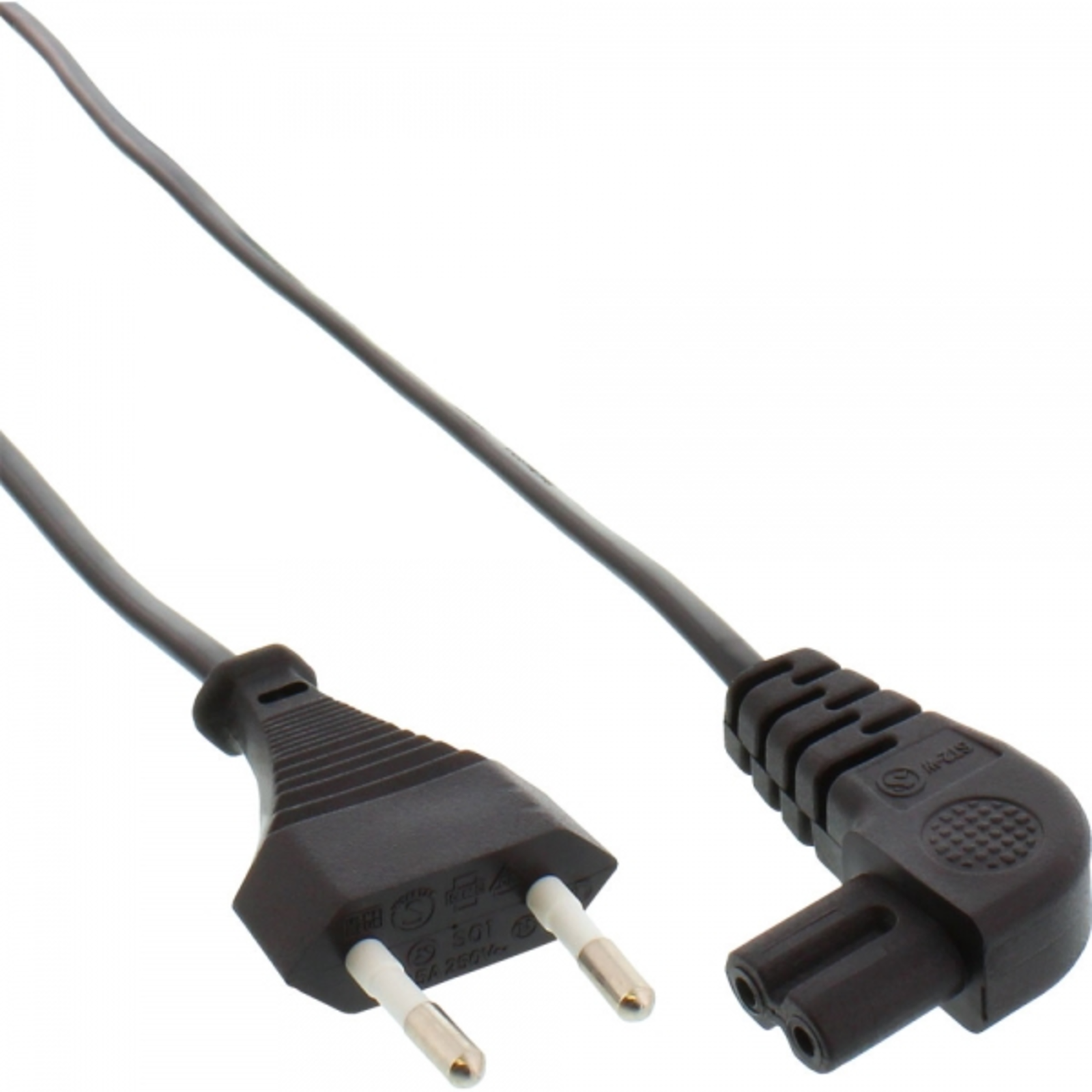 InLine Mains Cable Mains Plug to Euro 8 C7 Plug Angled 2.0m