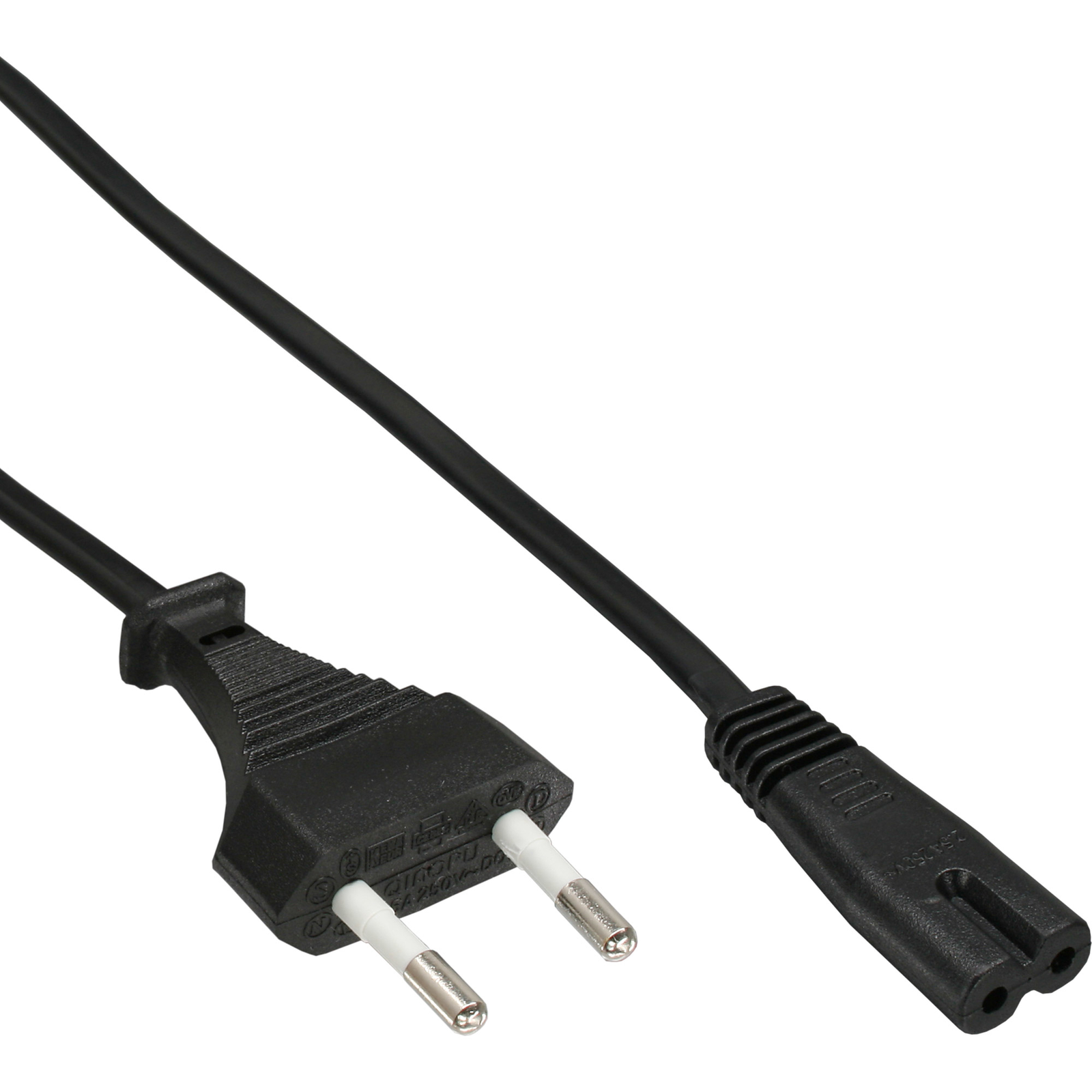 InLine Mains Cable Mains Plug CEE7-16 Italy to IEC-C7 Plug Black 1.8m
