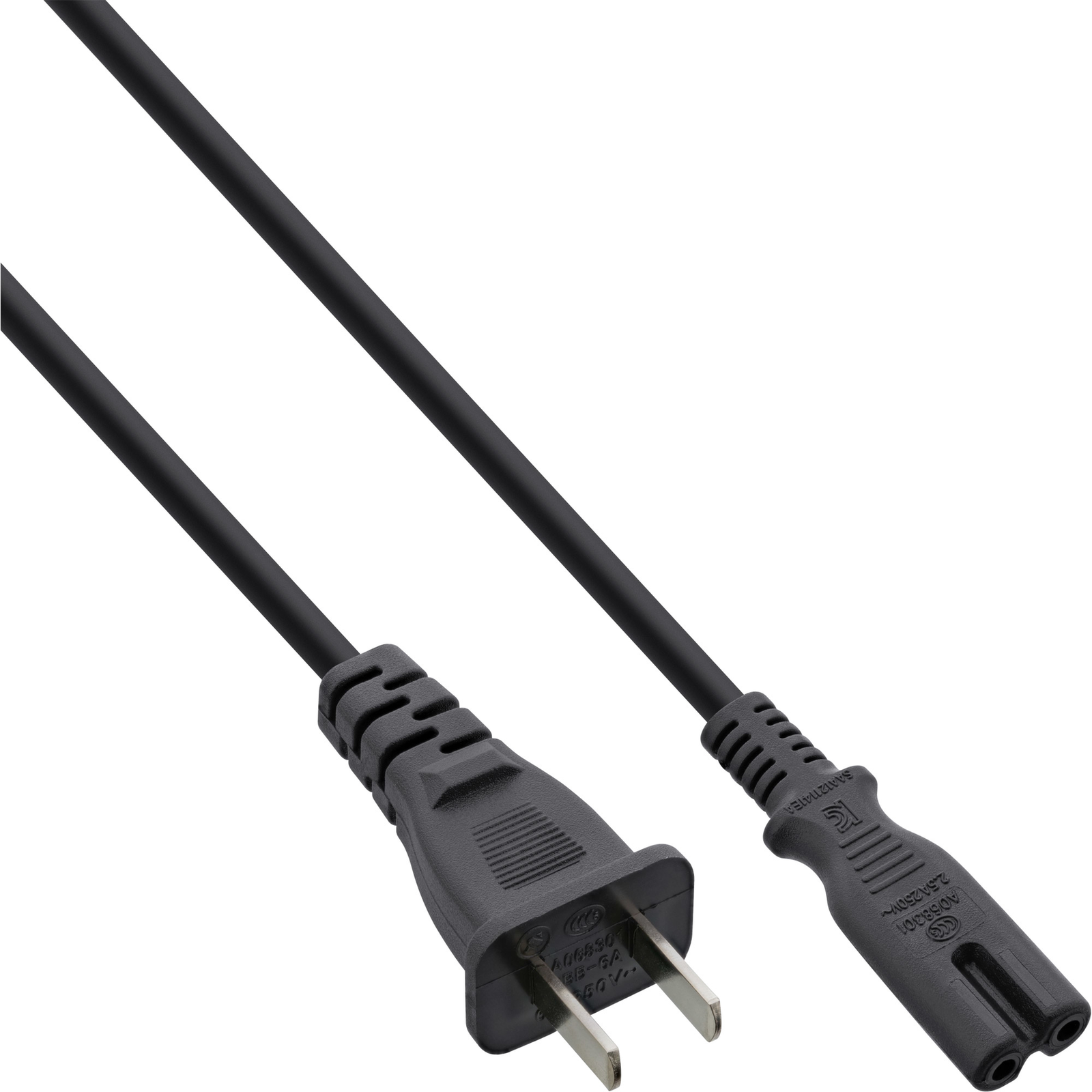 InLine Mains Cable Mains Plug China to Euro 8 C7 Plug Black 1.8m