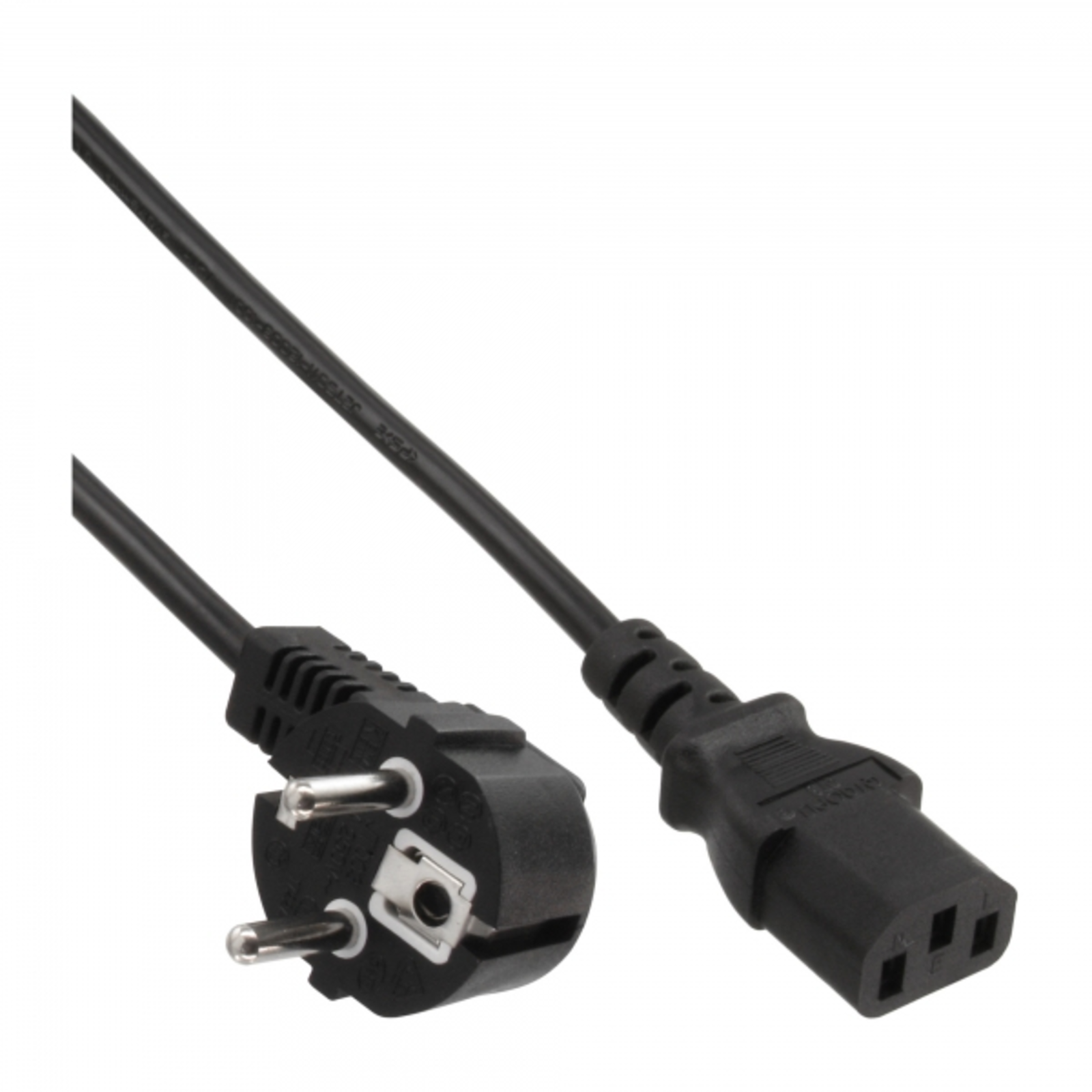 InLine Mains Cable Angled Earthing Contact to Cold Appliance Plug C13 7m