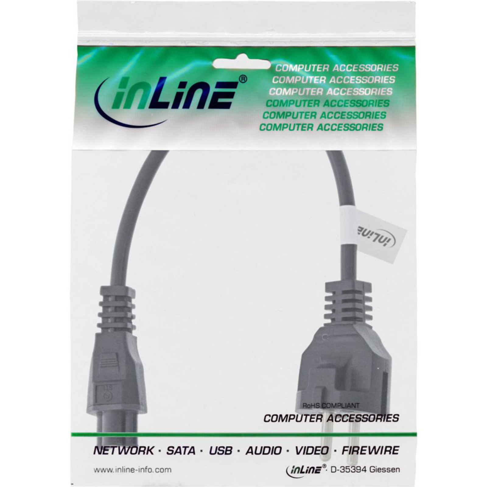 InLine Power Cable for Notebook 3-pin Connector Black 0.3m