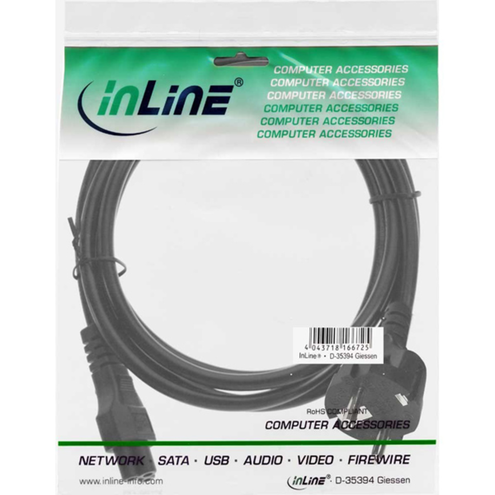 InLine Power Cable for Notebook 3-pin Connector Black 1.8m