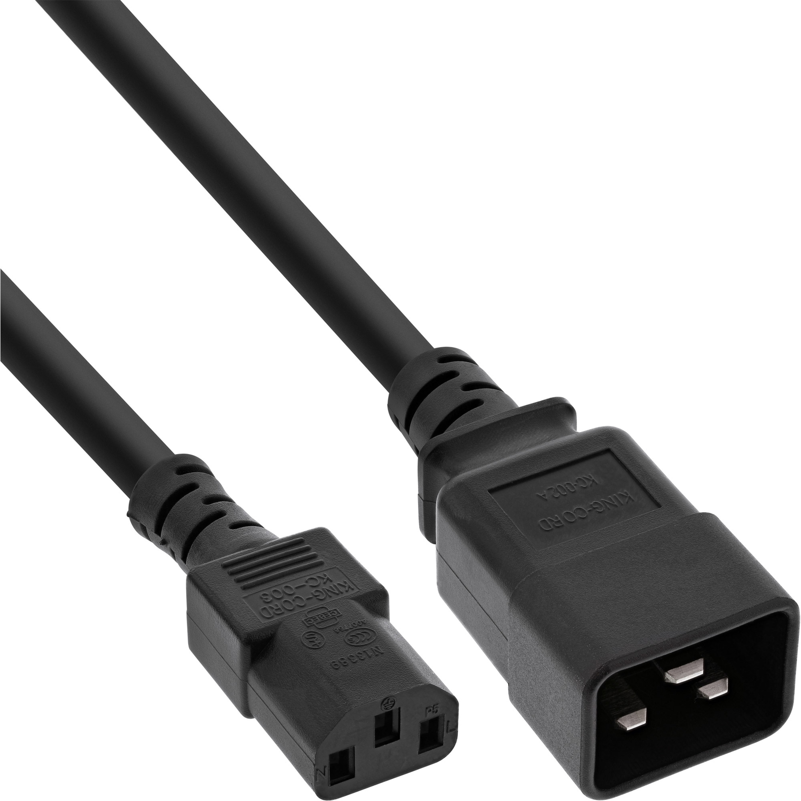 InLine Mains Adapter Cable IEC-60320 C20 to C13 3x1.5mm Max 10A 1m