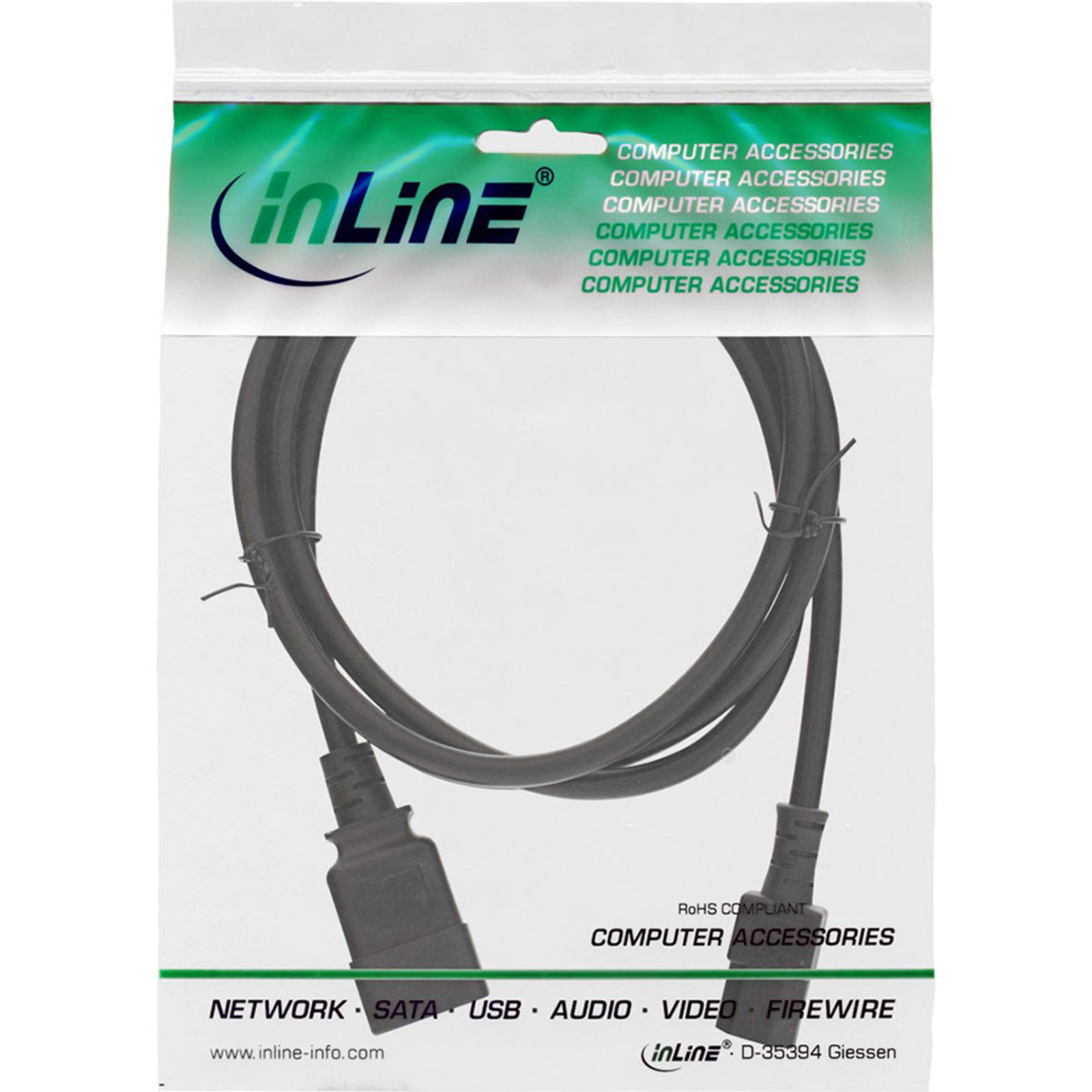 InLine Mains Adapter Cable IEC-60320 C20 to C13 Max.10A 2m