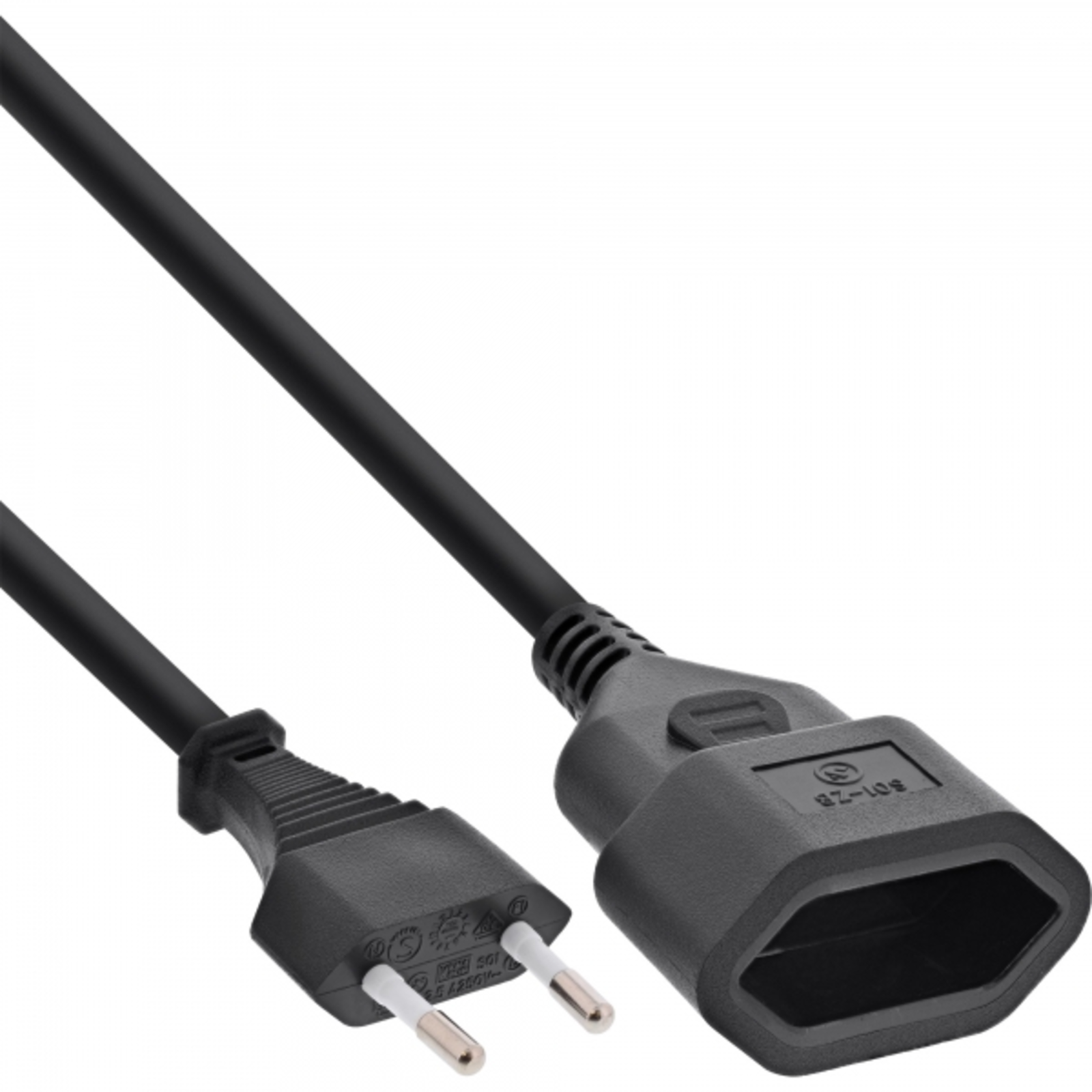InLine Euro Extension Euro Plug to Euro Coupling Black 5m