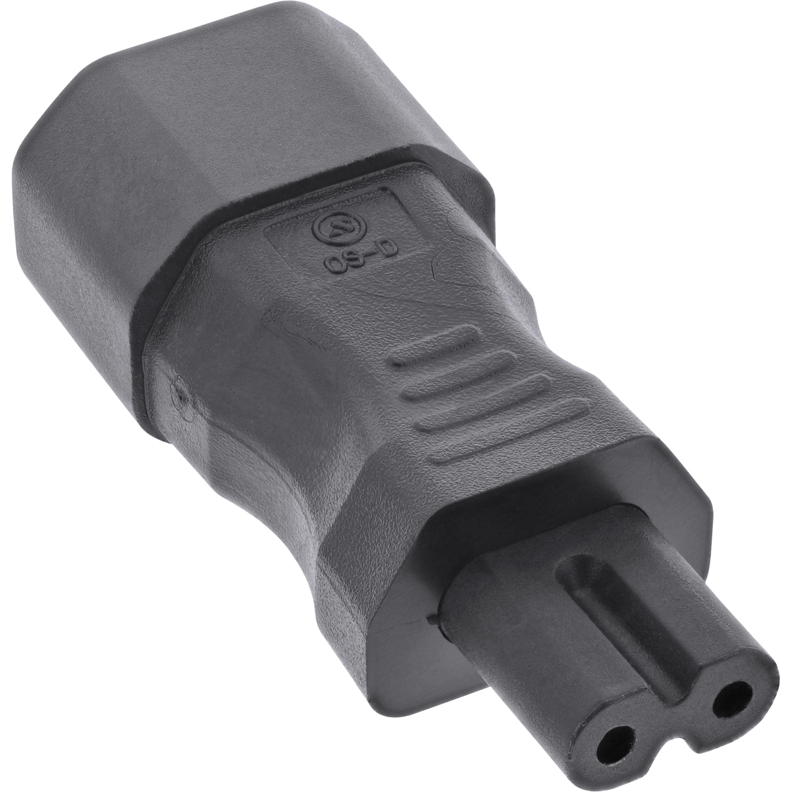 InLine Mains Adapter IEC 60320 C14 C7 3-pin Cold Appliances to 2-pin.