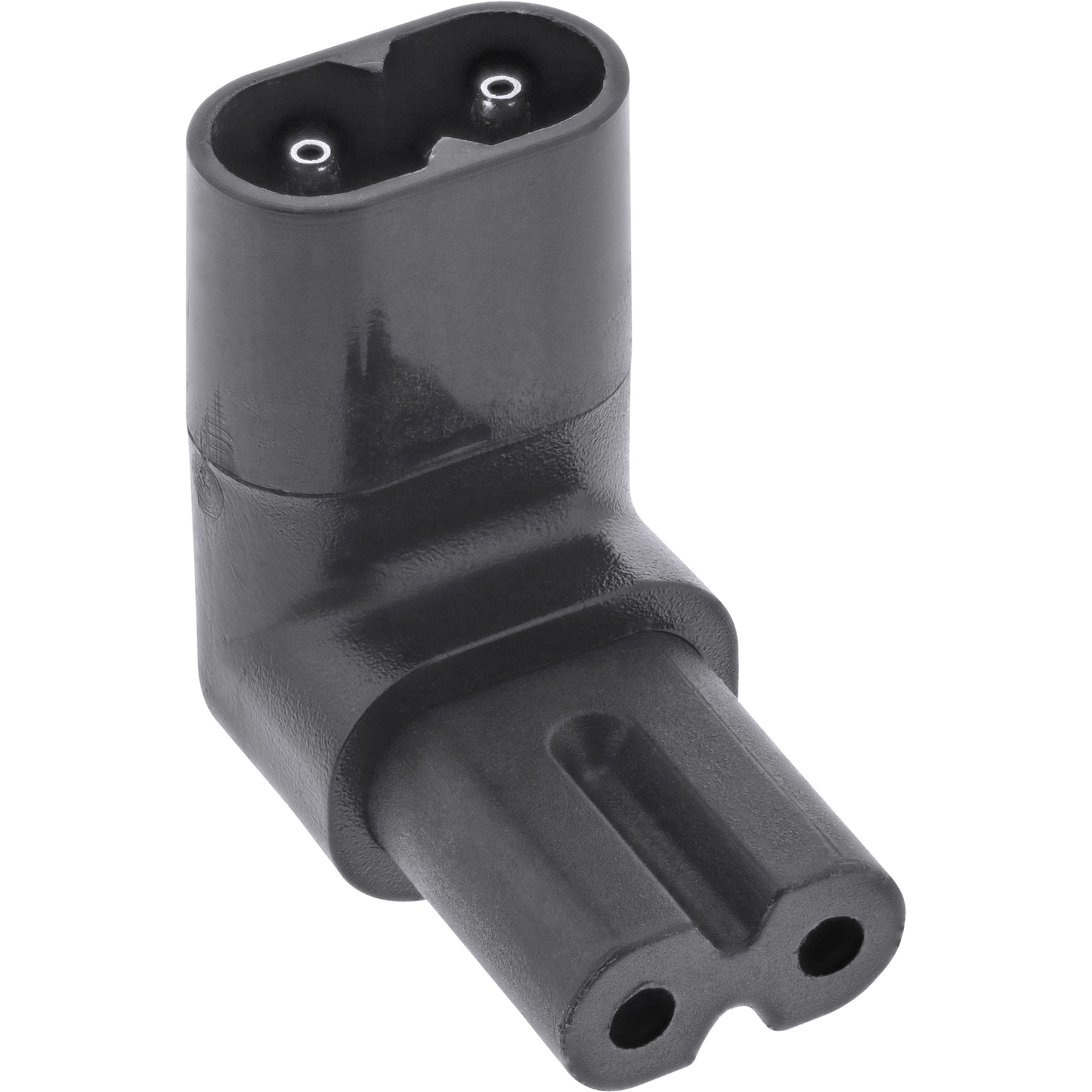 InLine Mains Adapter IEC 60320 C8 C7 Top-bottom Angled 2-pin.