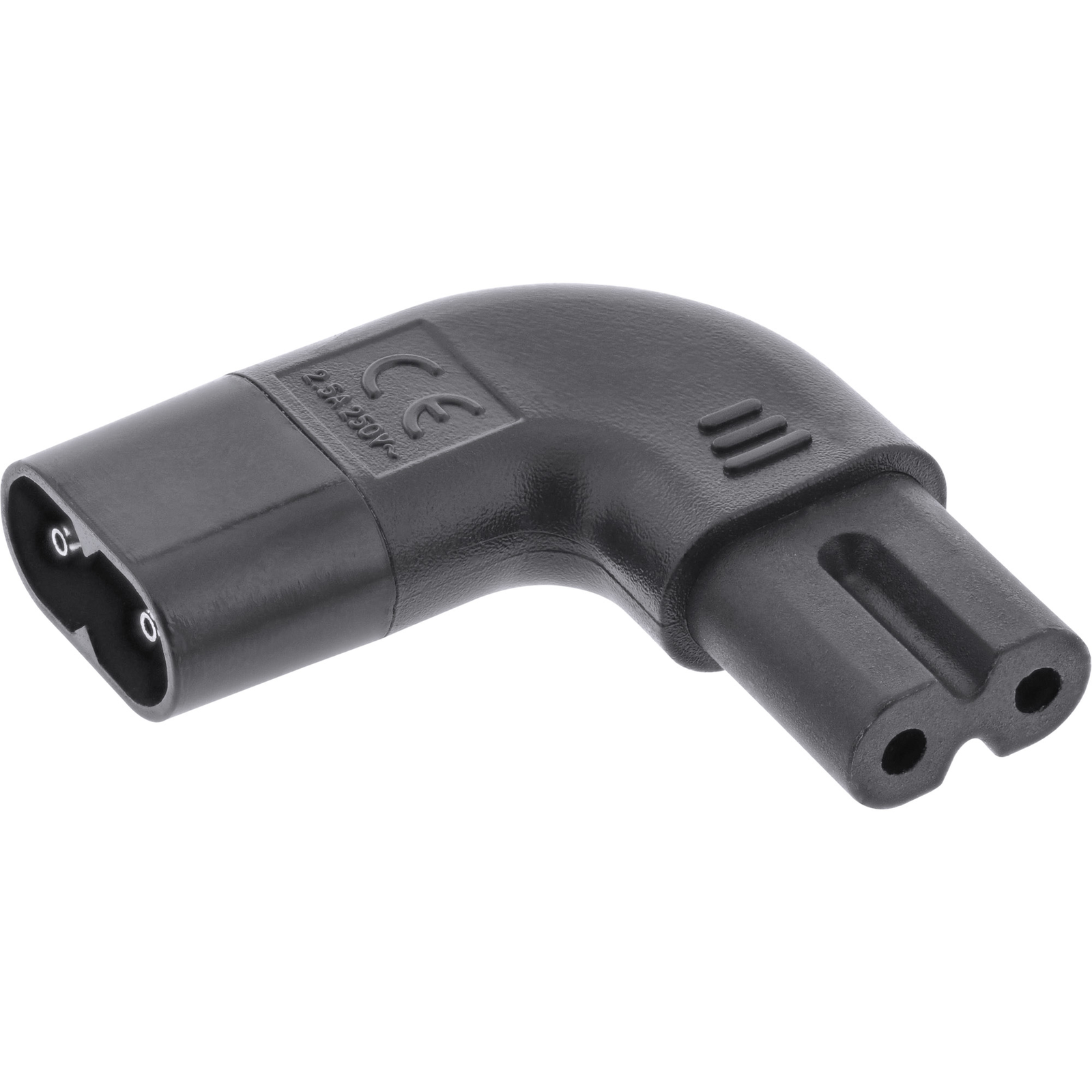 InLine Mains Adapter IEC 60320 C8 C7 Left-right Angled 2-pole.