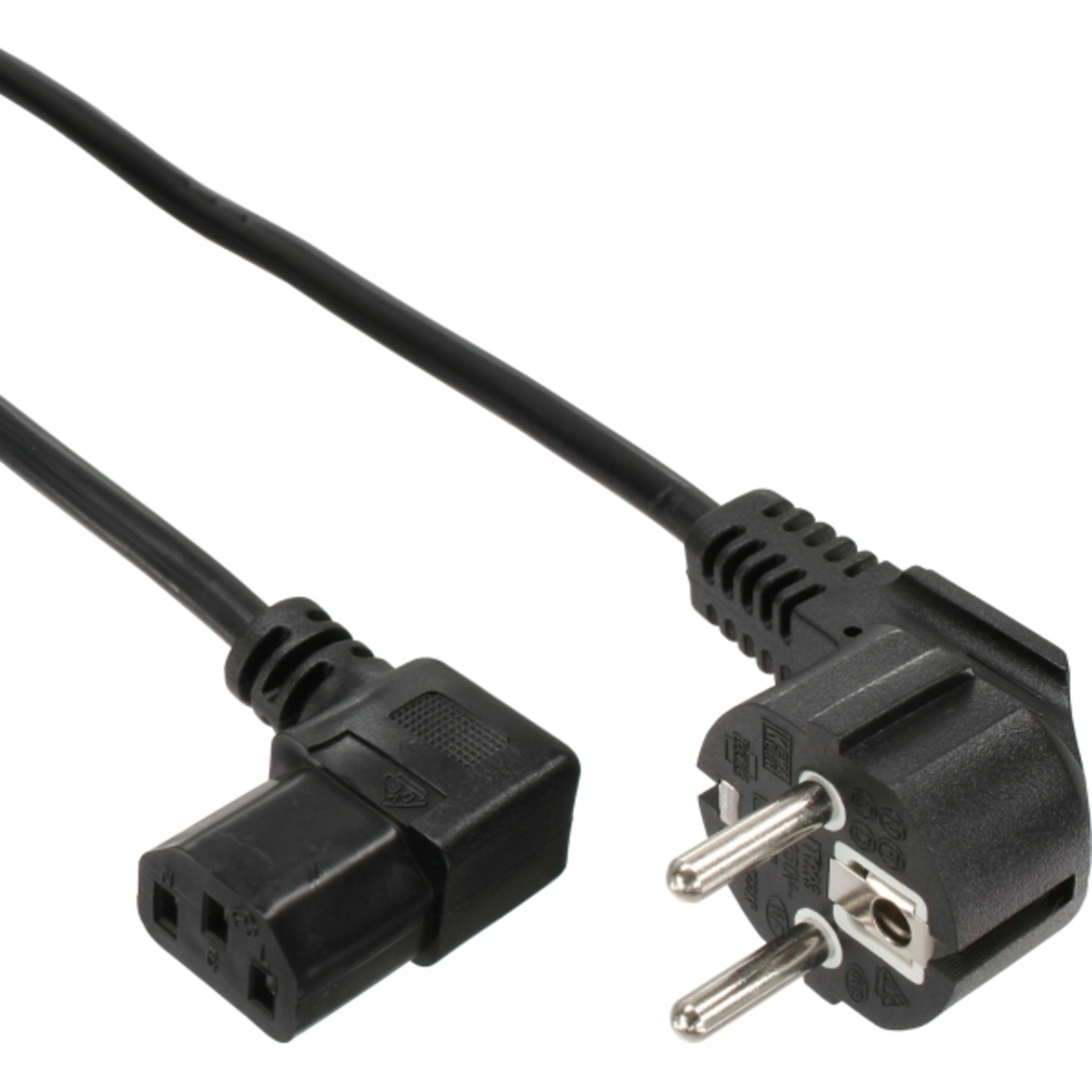 InLine Mains Cable Earthing Contact W. to Cold Appliance Test. C13 Right-hand Side 0.5m