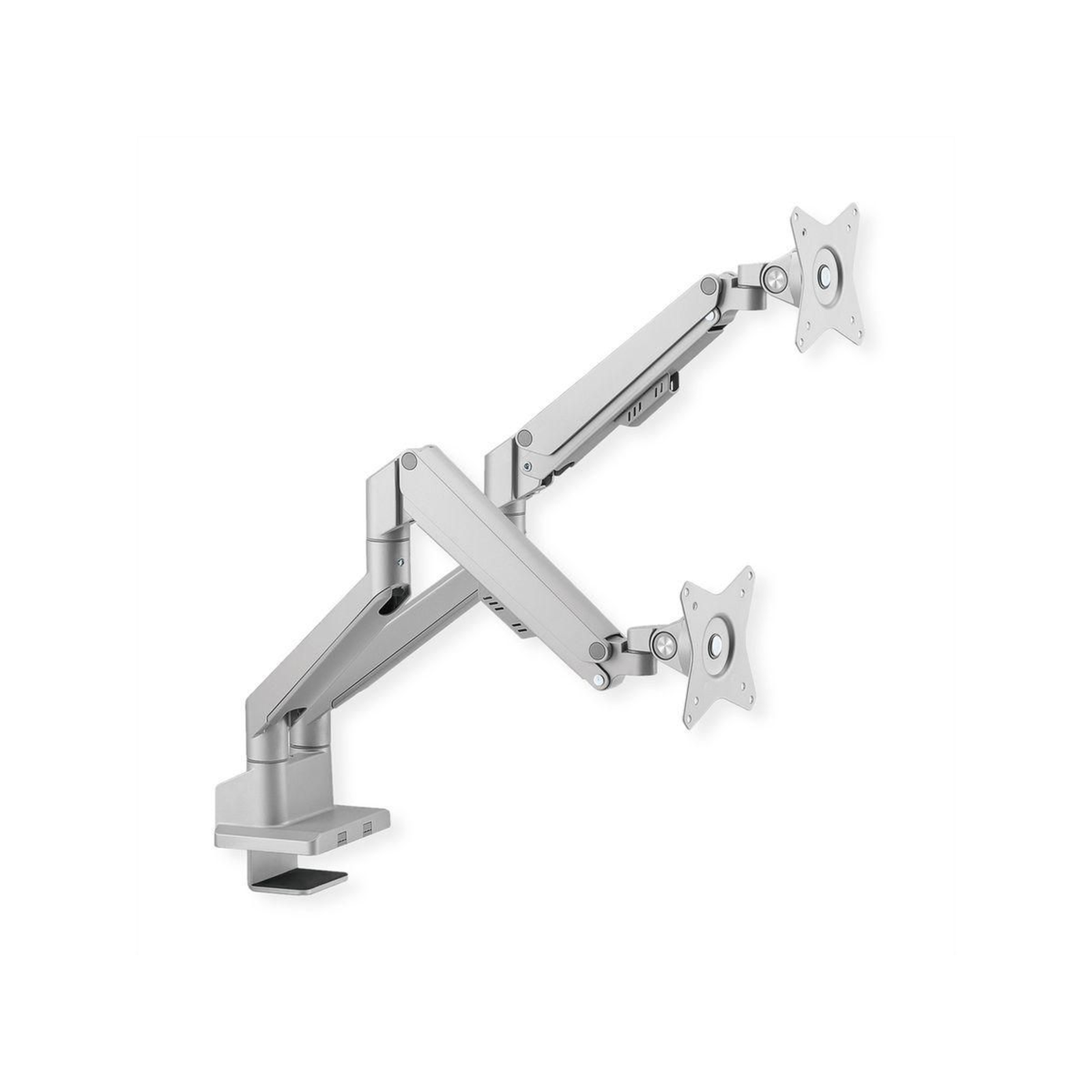 ROLINE LCD Double Arm Table Mounting Gas Spring 5 Joints 17-32 Inch up to 2x 9 Kg Silver Colored