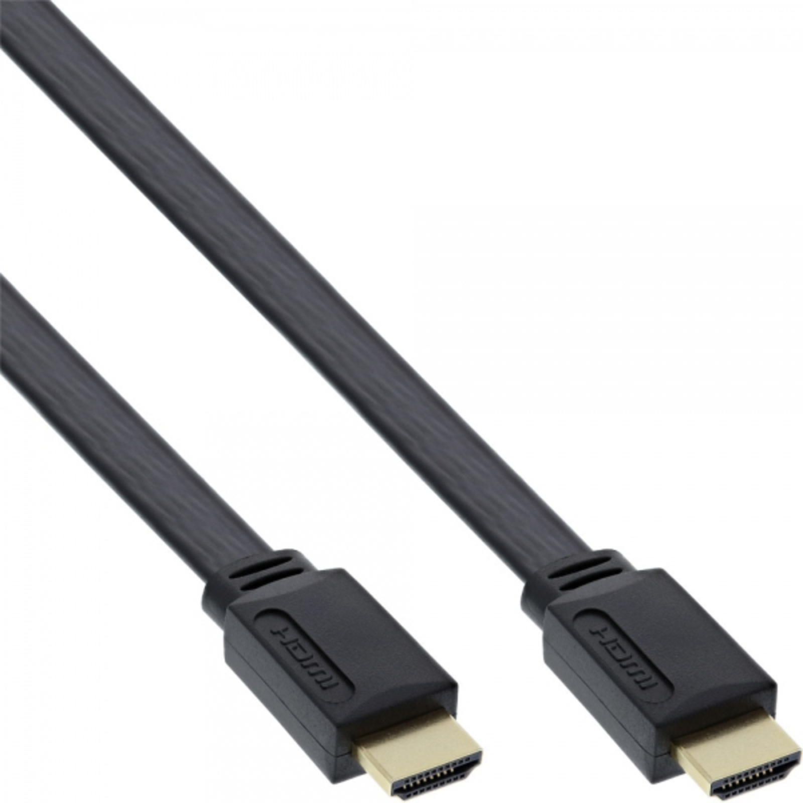 InLine HDMI High-speed Flat Cable with Ethernet gold-plated Contacts Black 5m