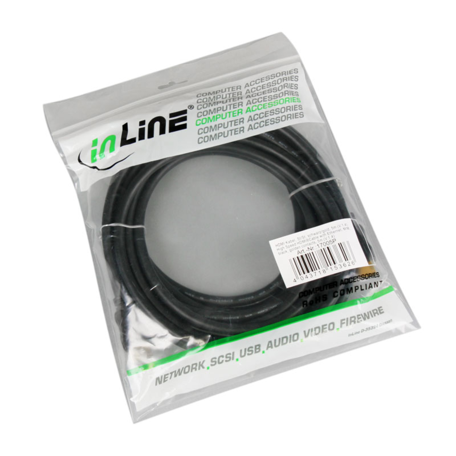 InLine HDMI Cable High Speed with Ethernet Black 5m