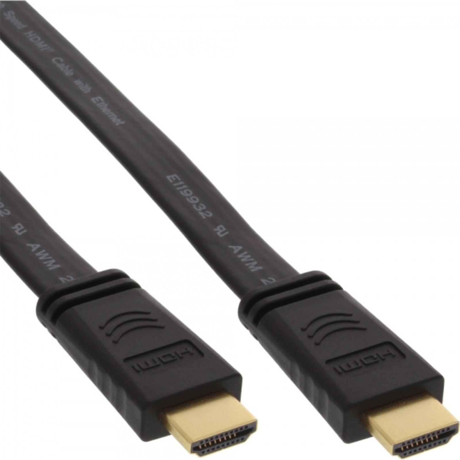 InLine HDMI High-speed Flat Cable with Ethernet gold-plated Contacts Black 2m