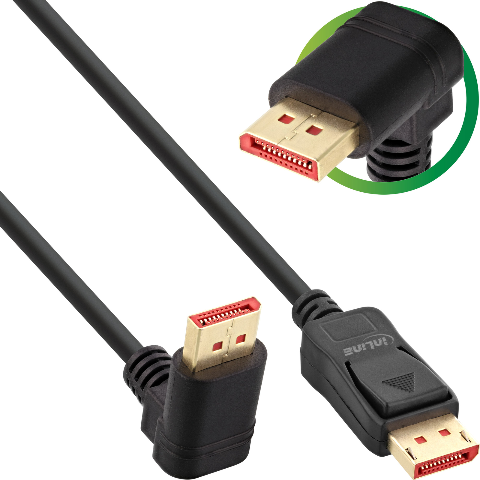 InLine DisplayPort 1.4 Cable 8K4K Angled Upwards Black-gold 1m