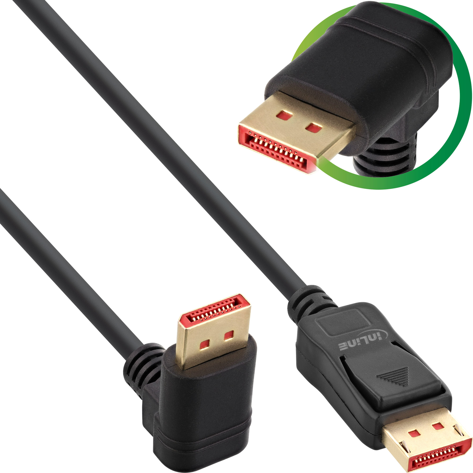 InLine 8K (UHD-2) DisplayPort Cable Angled Downwards Black 2m