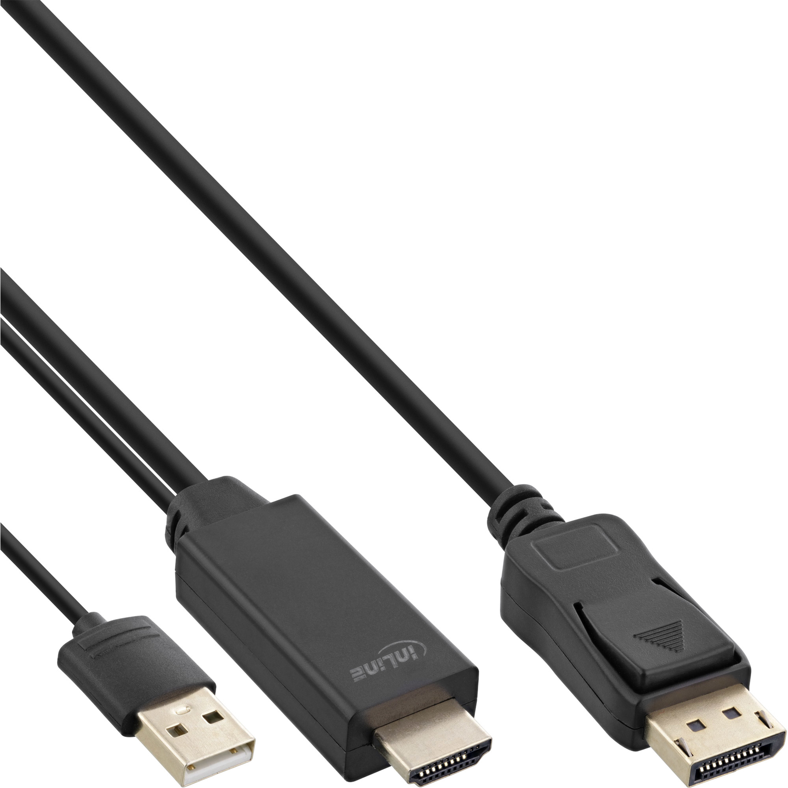 InLine HDMI to DisplayPort Converter Cable 4K Black-gold 1.5m