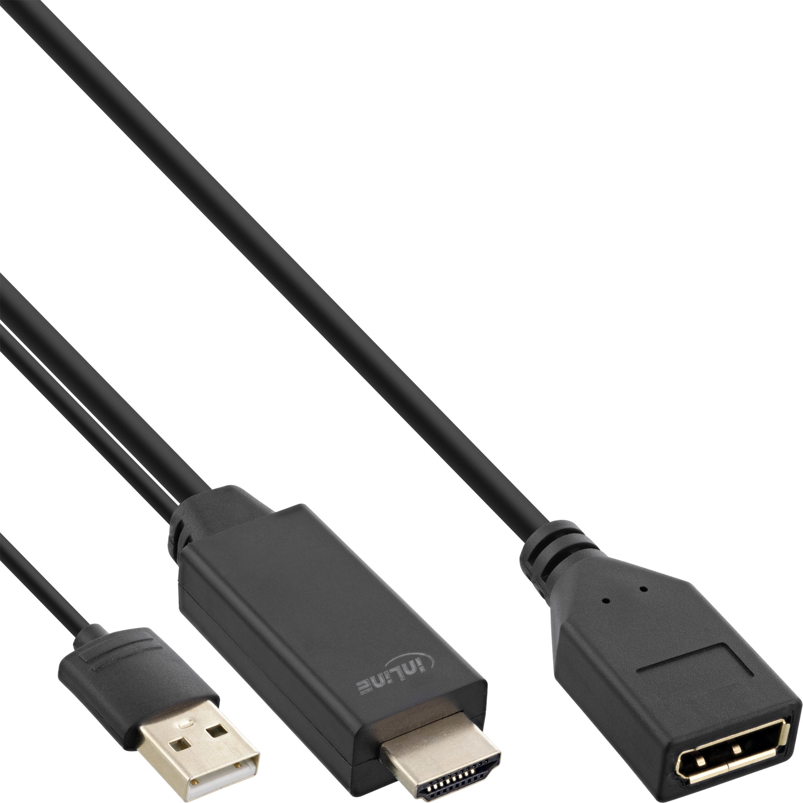 InLine HDMI ST to DisplayPort BU Converter Cable 4K Black-gold 0.3m