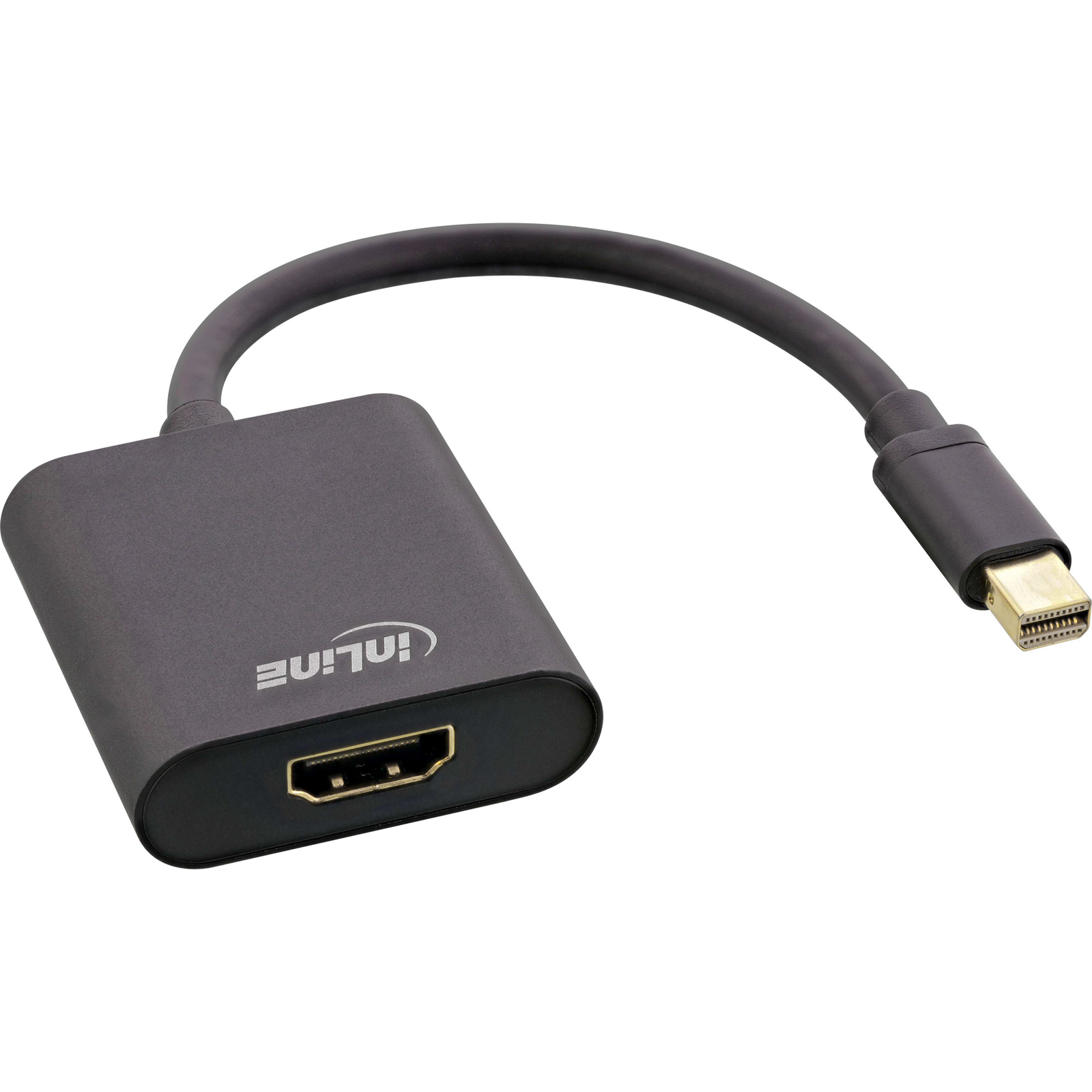 InLine Mini DisplayPort HDMI Adapter Cable Aluminum with Audio 4K-60Hz Black