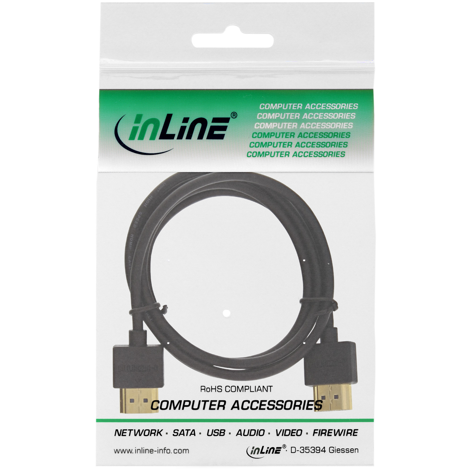 InLine HDMI Superslim Cable A to A HS with Eth. Premium Black gold 1 -8m