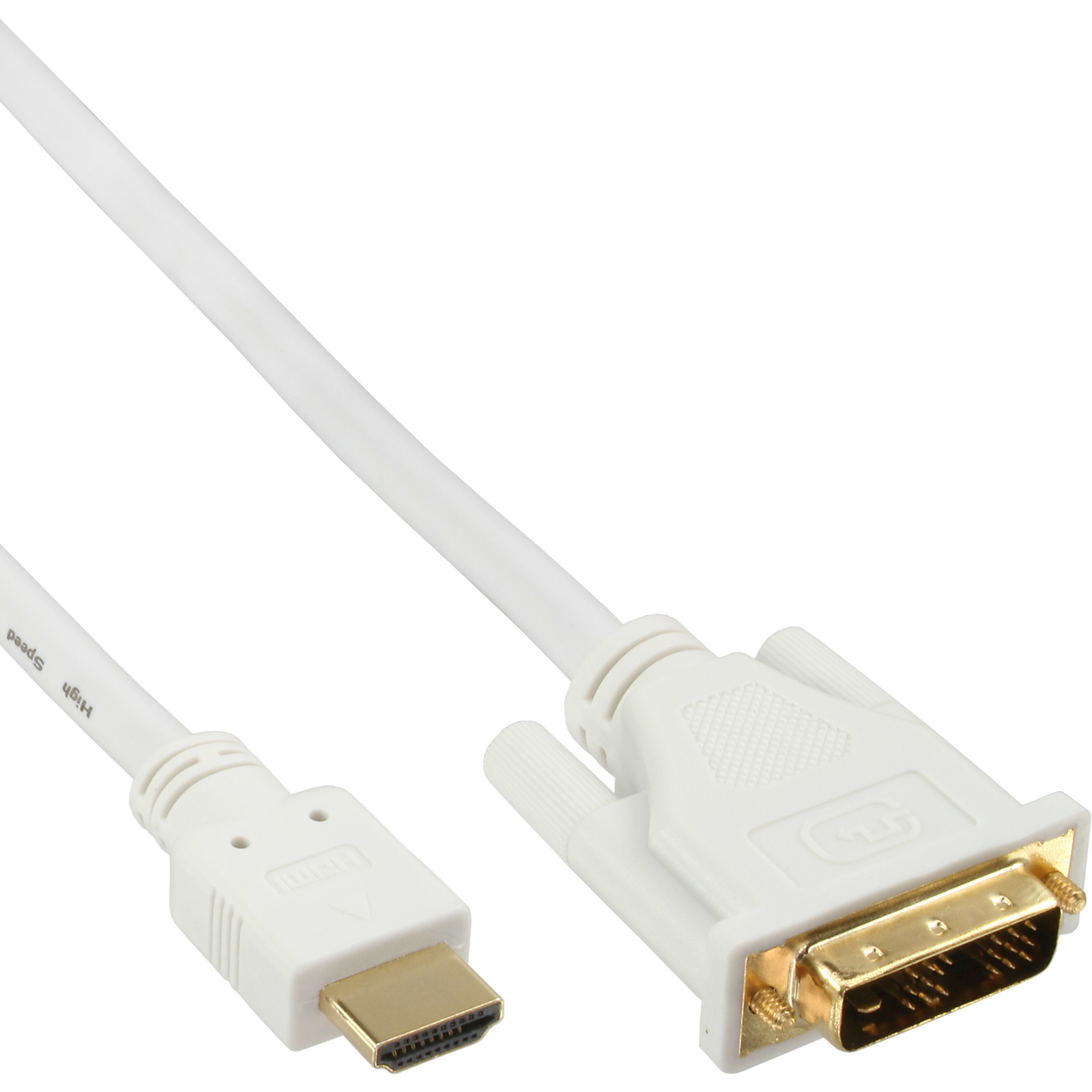 InLine HDMI-DVI Cable White gold HDMI Male to DVI 18+1 Male 5m