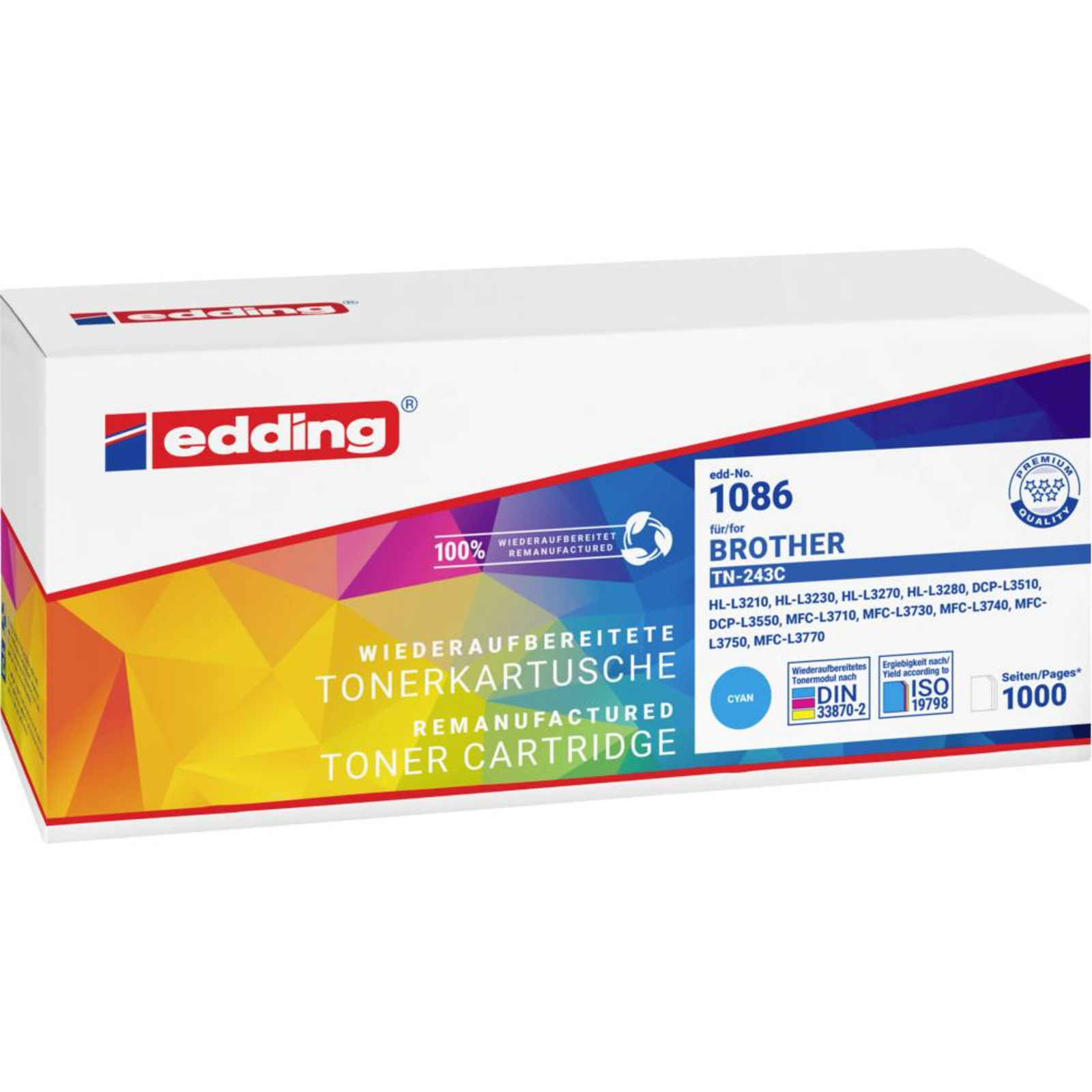 Edding EDD-1086 cyan Toner Compatible with Bredher TN-243C
