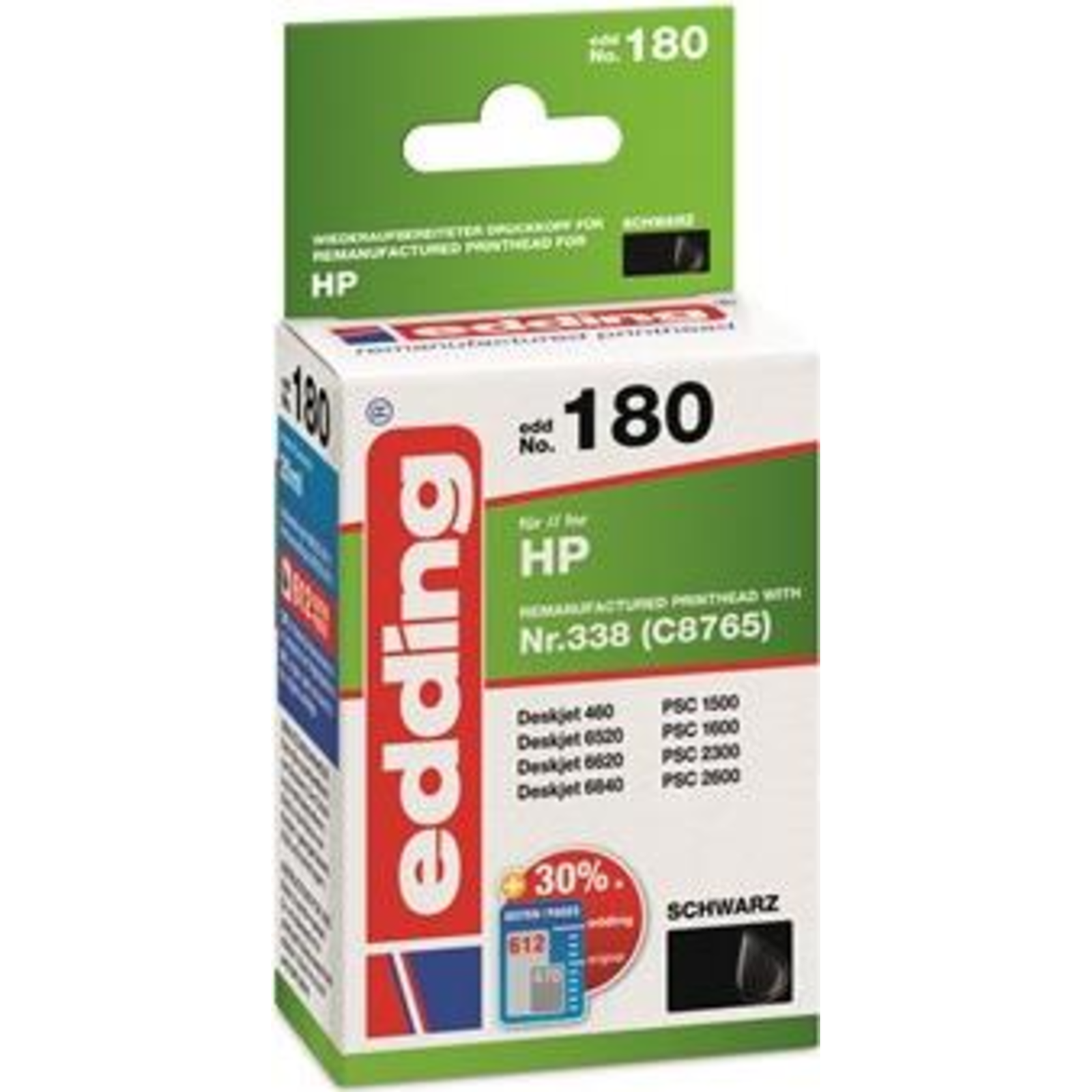 edding Printer Cartridge EDD-180 Black Compatible with HP 338 C8765E