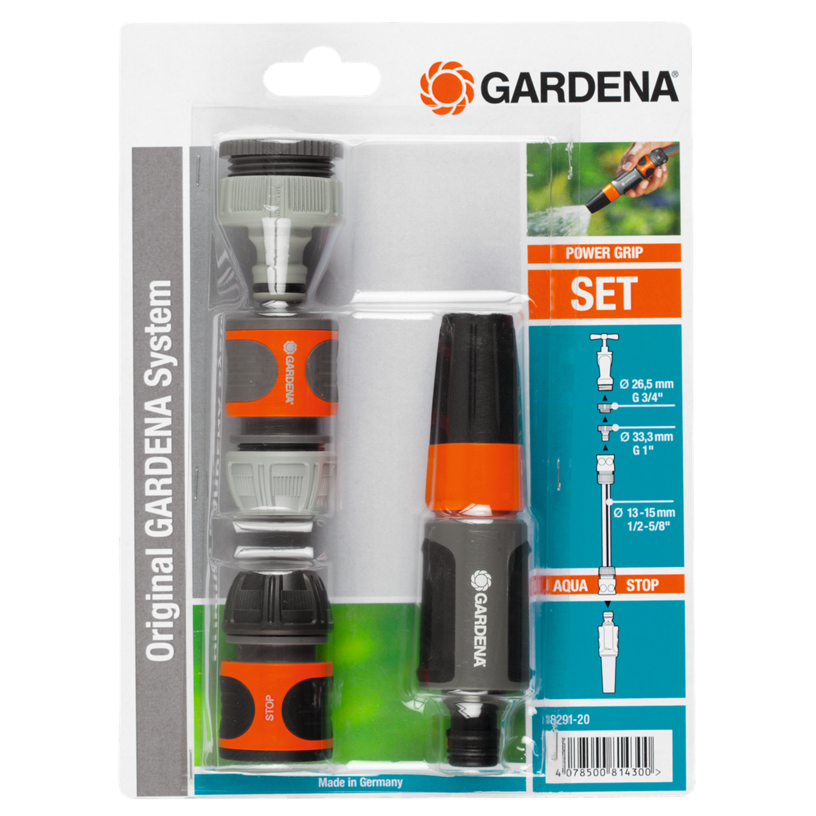 Gardena Basic Equipment Hose Connection with Cleaning Syringe Grey orange 5-piece