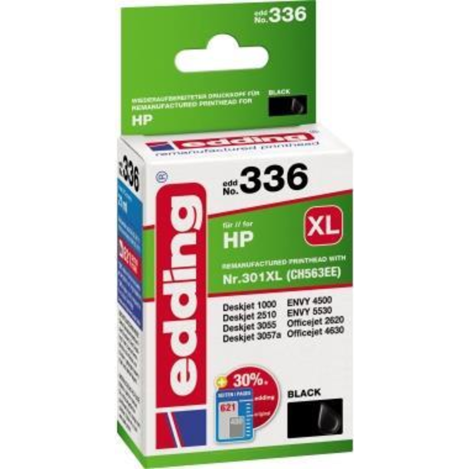 edding Printer Cartridge EDD-336 Black Compatible with HP 301XL CH563EE