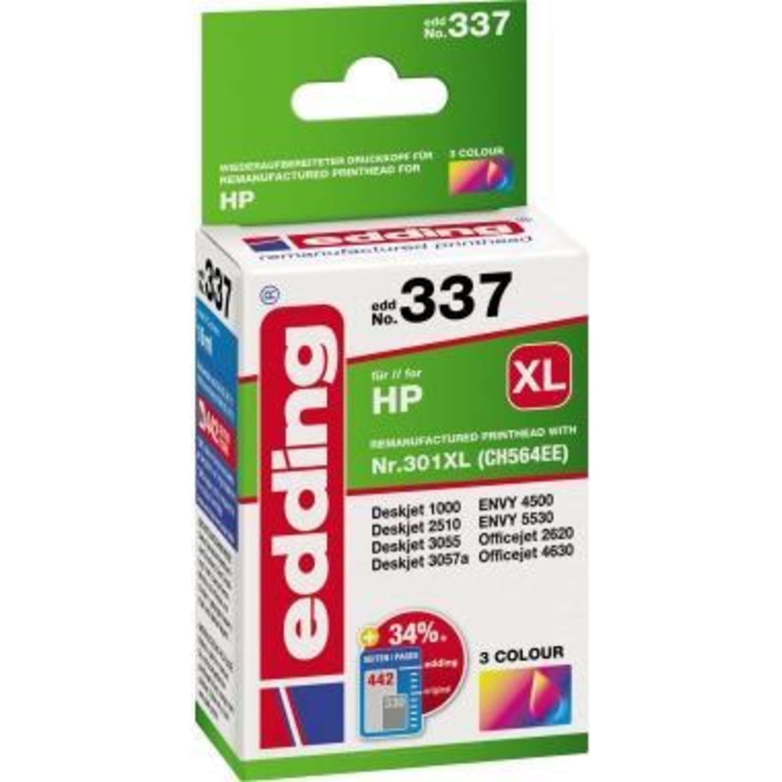 EDDING Ink Cartridge 18-337 like HP 301XL Colour 16 Ml Refill Ink Cartridge