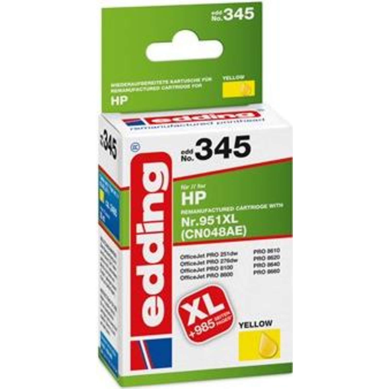 edding EDD-345 Yellow Printer Cartridge Compatible with HP 951XL (CN048AE)