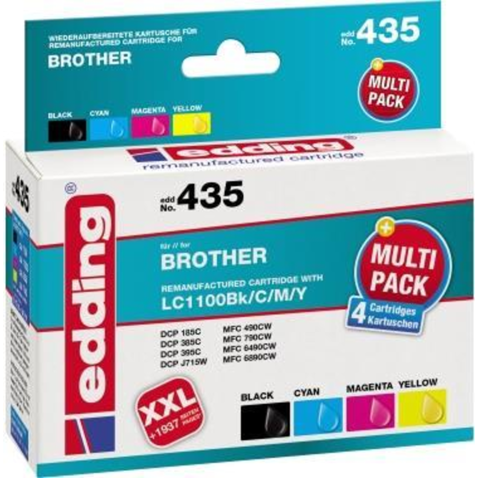 edding Printer Cartridges EDD-435 Black cyan magenta Yellow Compatiblebredher LC-1100BK/C/M/Y Set Of