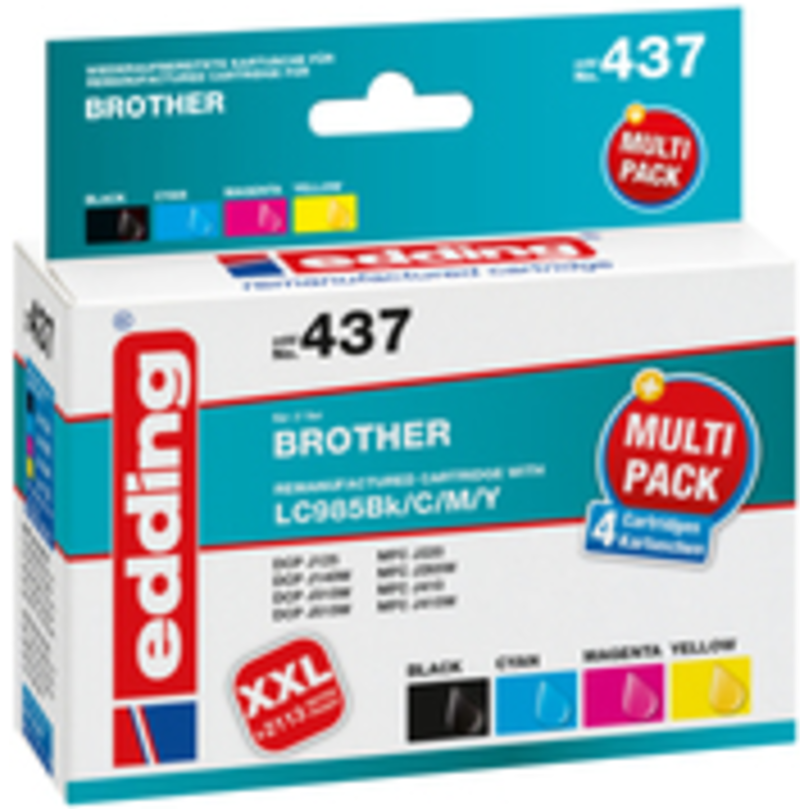 edding Printer Cartridges EDD-437 Black cyan magenta Yellow Bredher LC-985BK/C/M/Y Set of 4