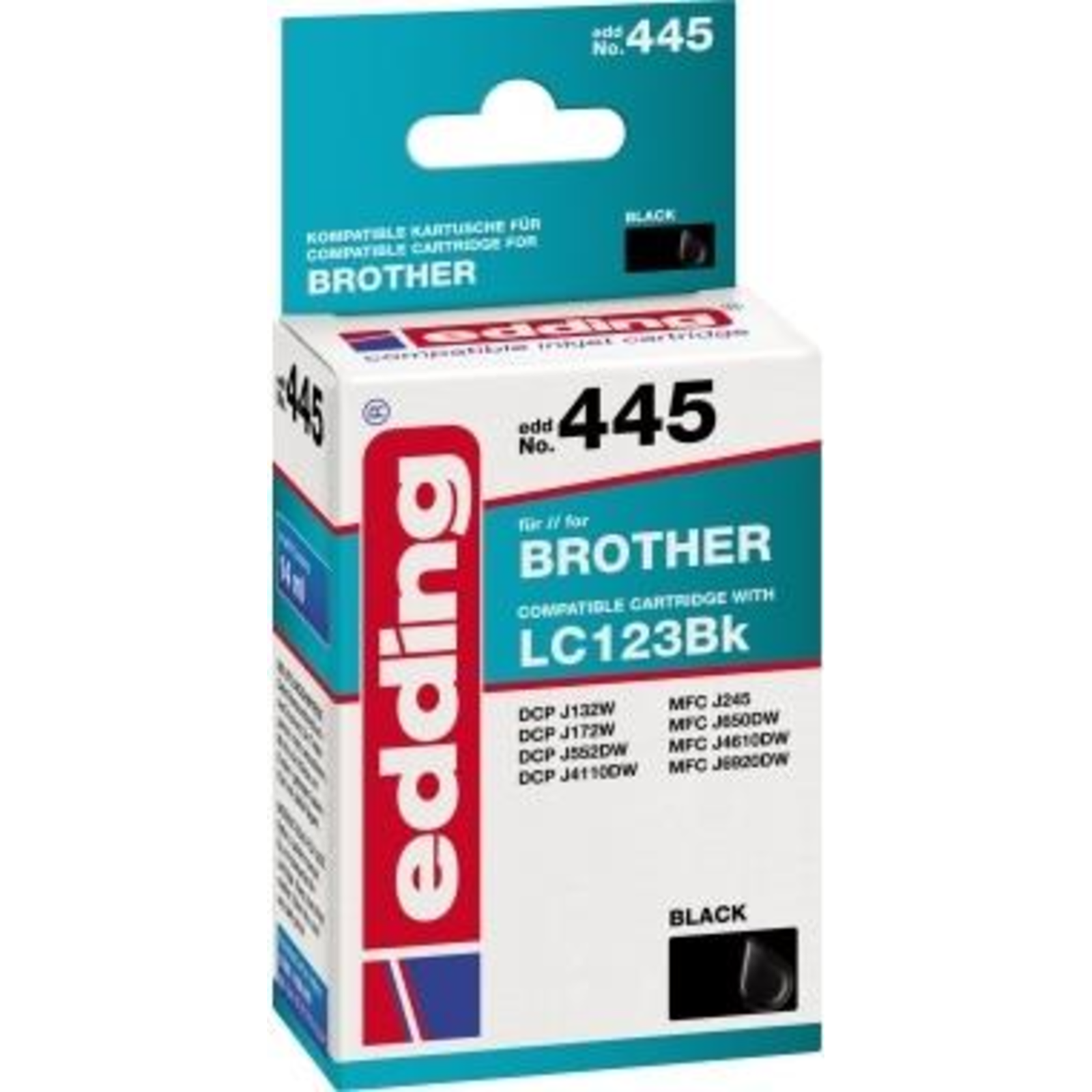 EDDING Printer Cartridge Replaces Bredher LC-123BK Compatible Black EDD-445 Compatible