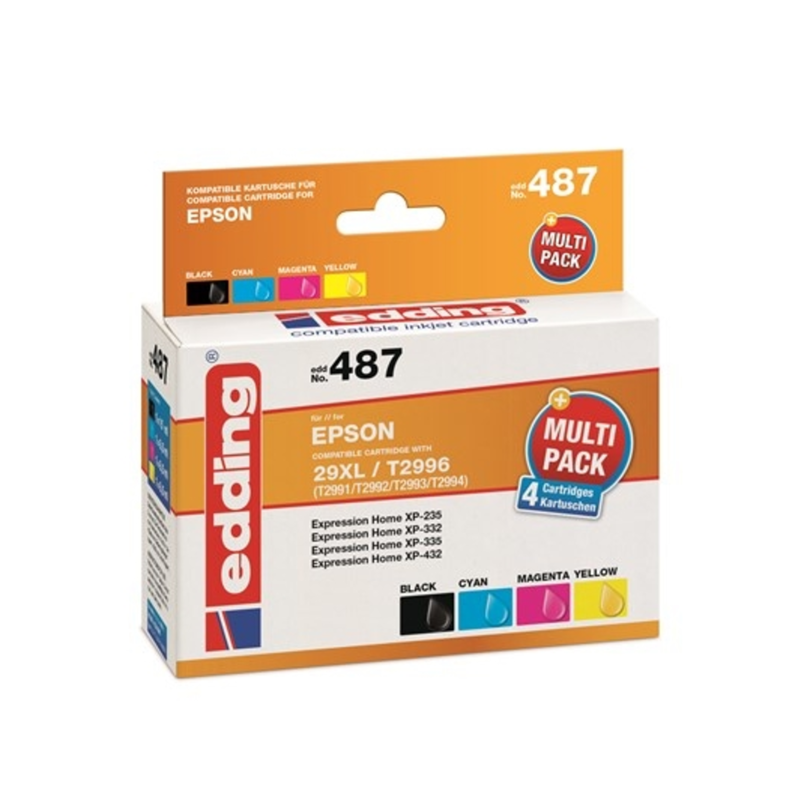 edding Printer Cartridge EDD-487 Black cyan magenta Yellow CompatibleEPSON 29XL T2996XL Set of 4