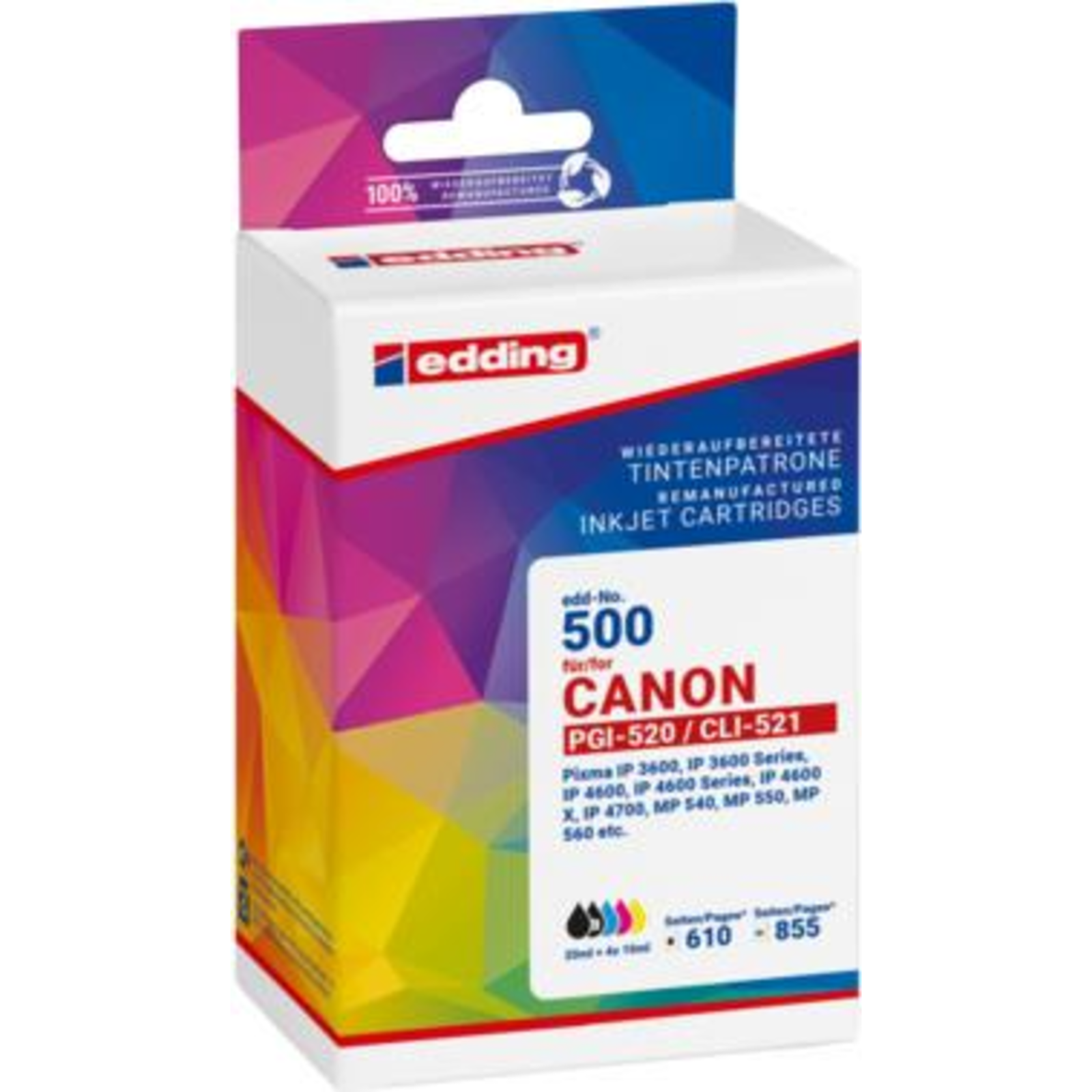 Edding Printer Cartridge Replaces Canon PGI-520+CLI-521 MP Compatible Black Compatible