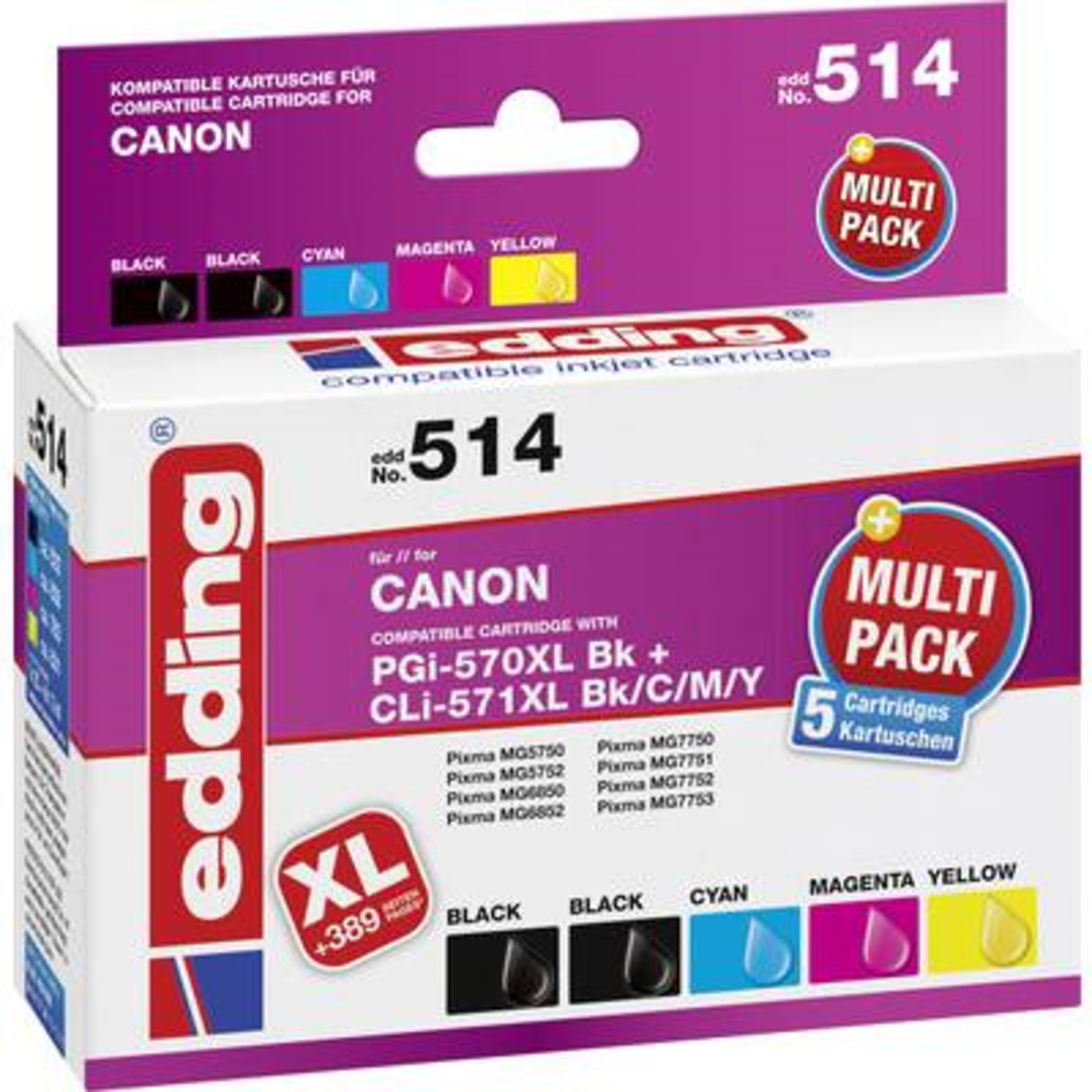 Edding EDD-514 Compatible Black cyan magenta Yellow Canon Multipack PIXMA MG5750