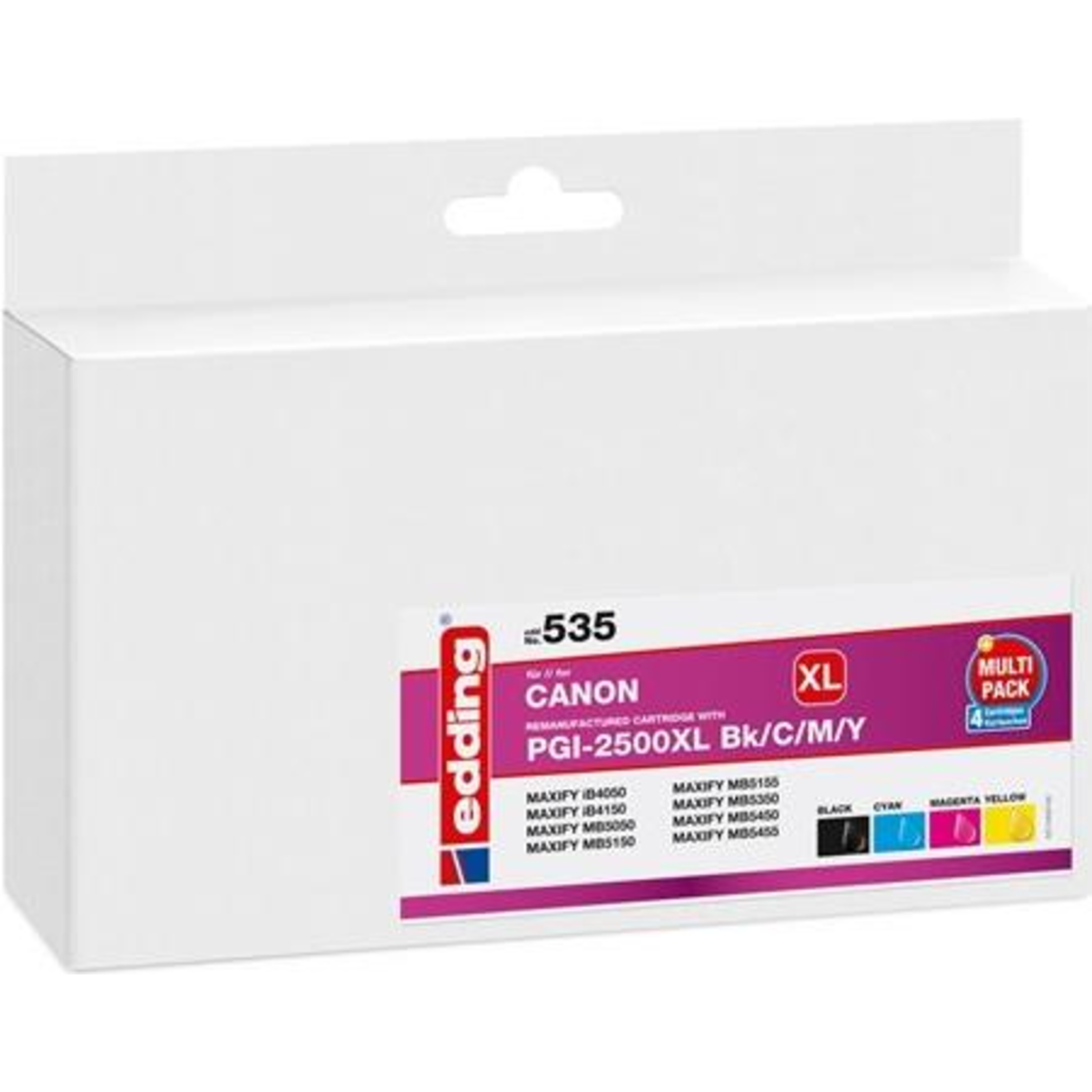 edding Printer Cartridges EDD-535 Black cyan magenta Yellow CompatibleCanon PGI-2500 XL BK/C/M/Y Set