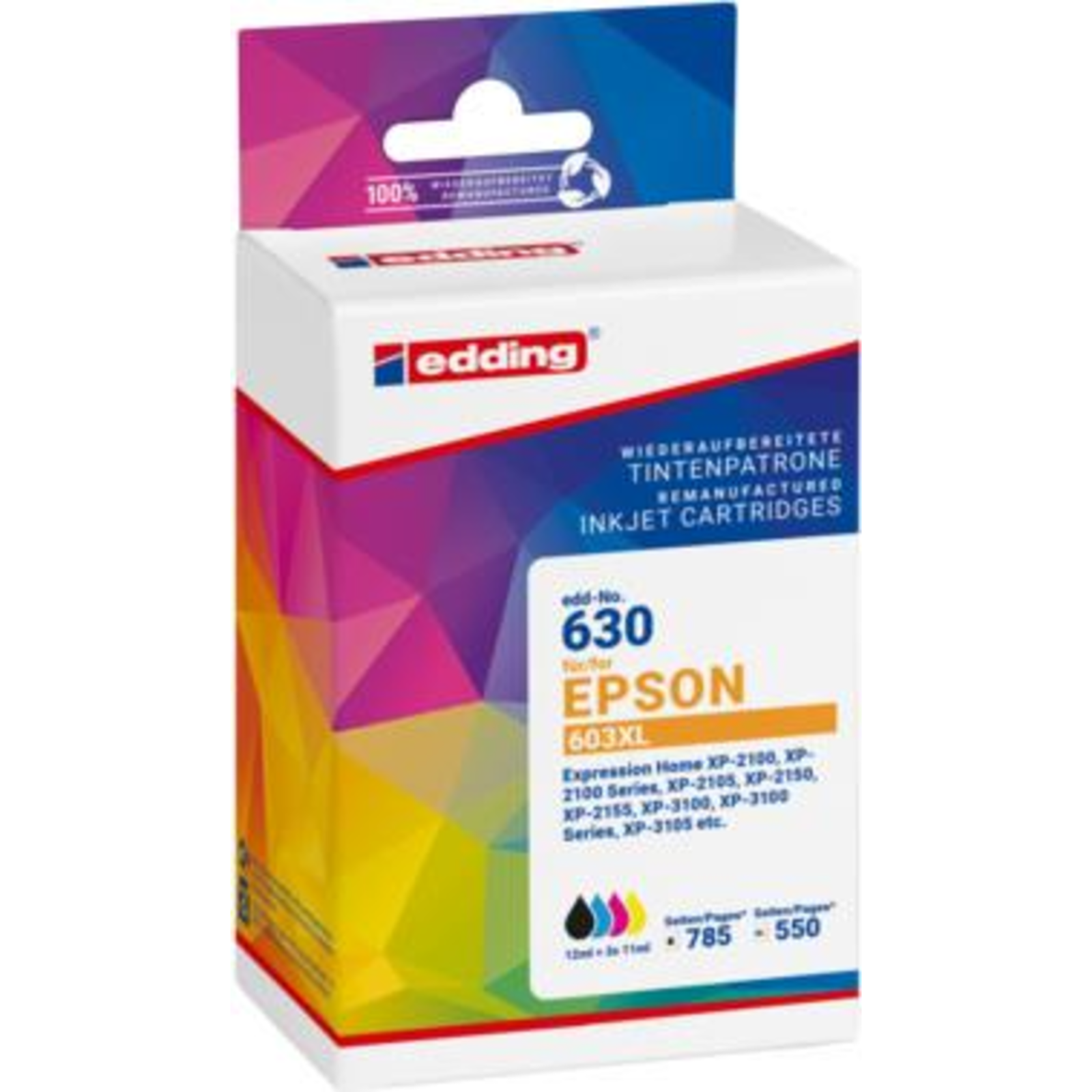 Edding 4 EDD-630 Black cyan magenta Yellow Ink Cartridges Replace Epson 603XL