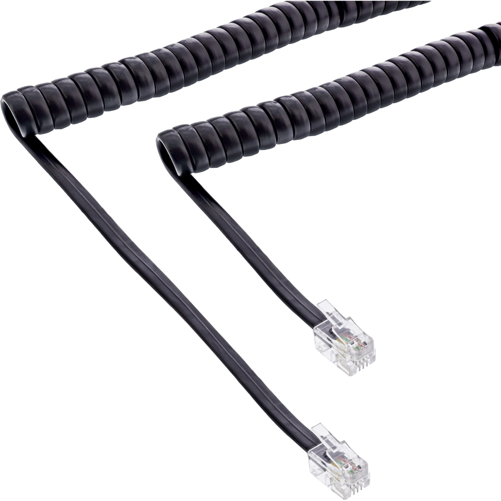 InLine Earphone Spiral Cable RJ10 Plug Plug Black Max. 2m
