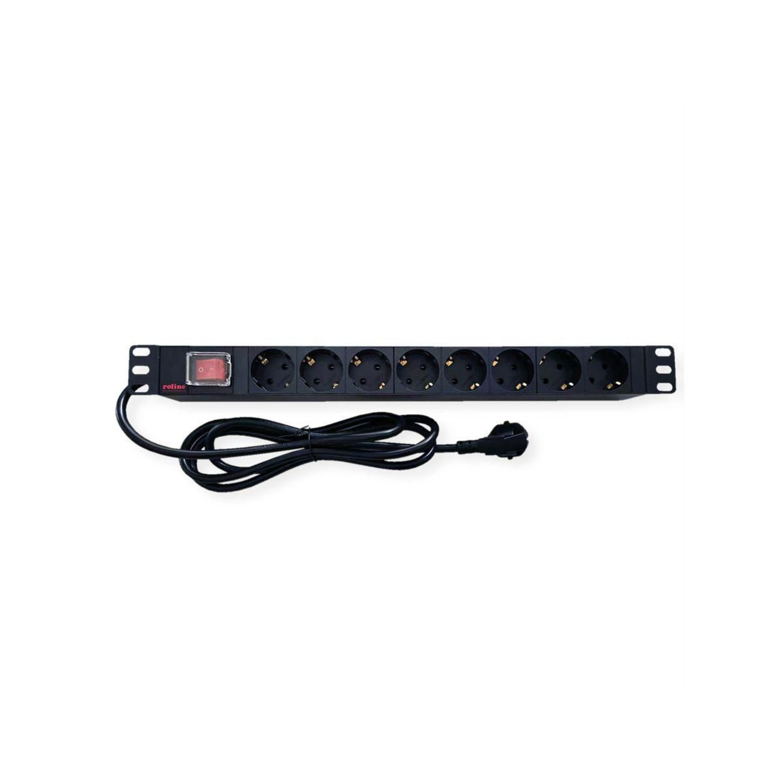 ROLINE 19 Inch Socket Strip 8-way with On/off Switch Black 2 M