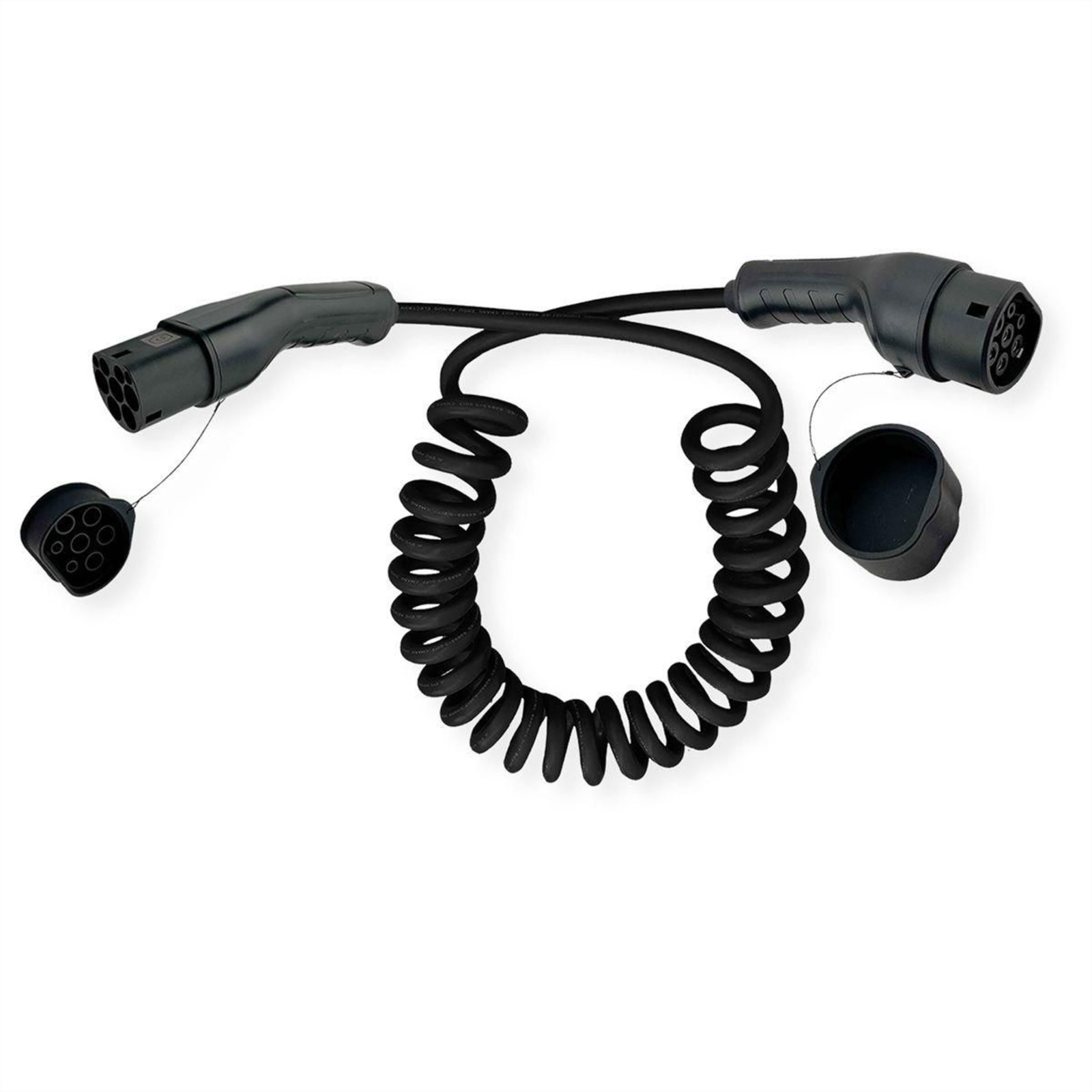 ROLINE E-car Charging Cable Type 2 1-phase 250VAC (1P+N+E) 32 A 7.4 KW Spiral Cable 5 M