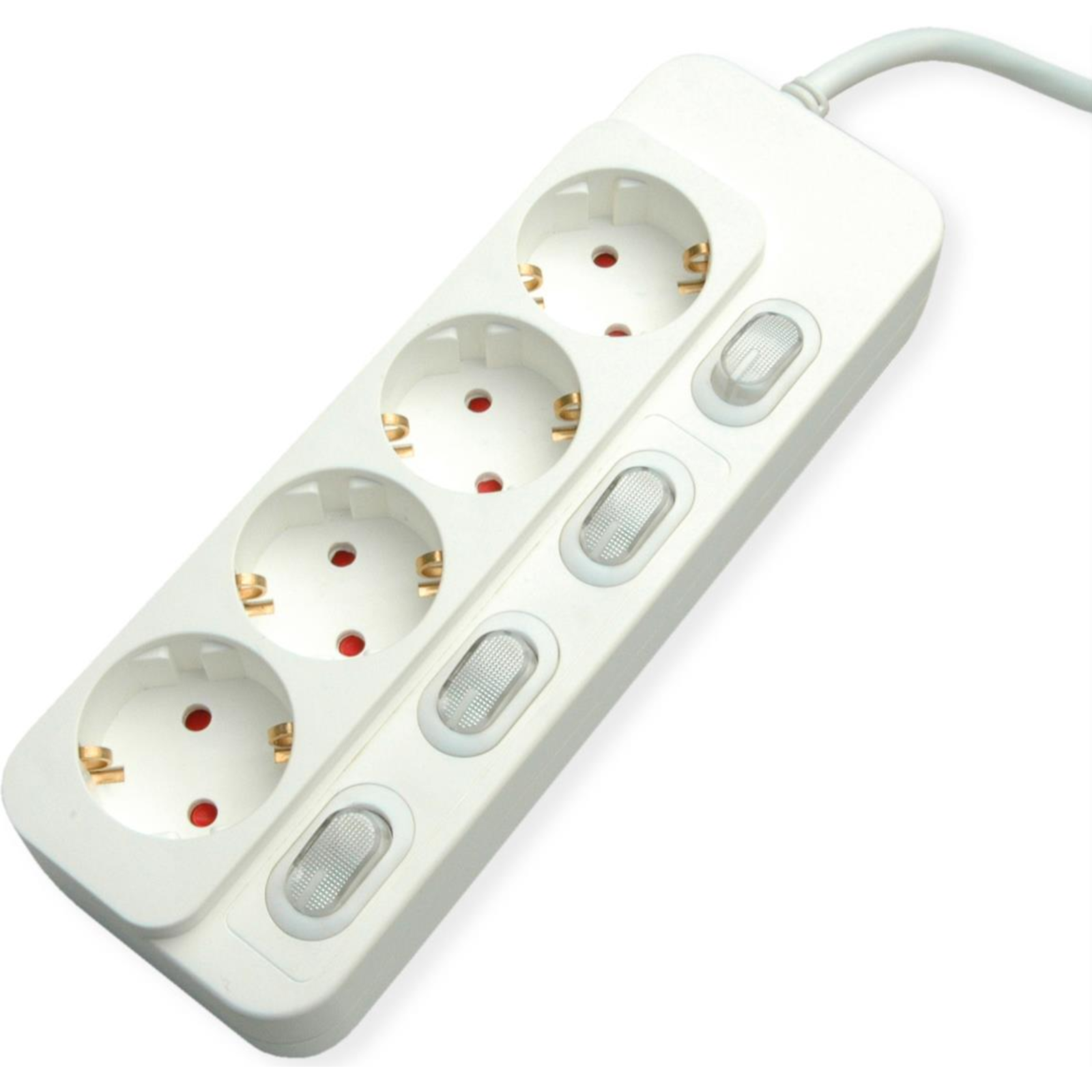 VALUE 4-way Socket Strip with Individual Switches White 3 M