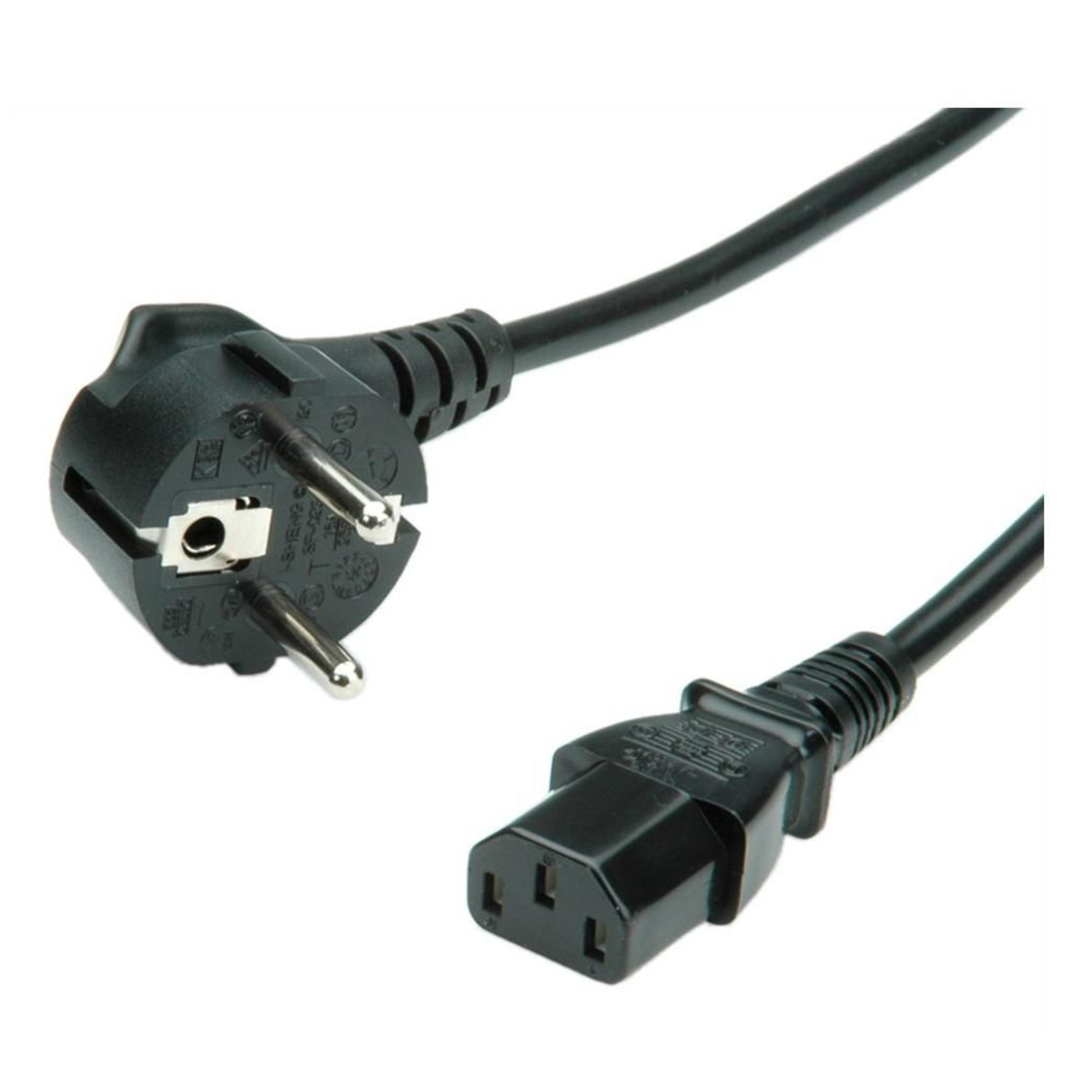 VALUE Power Cable CEE 7/7 Angled to IEC 60320 C13