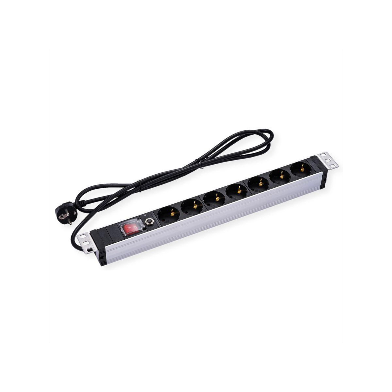 VALUE 19 Inch Socket Strip 1 U 7-way Overload Predection 3m Supply Cable Socket Strip