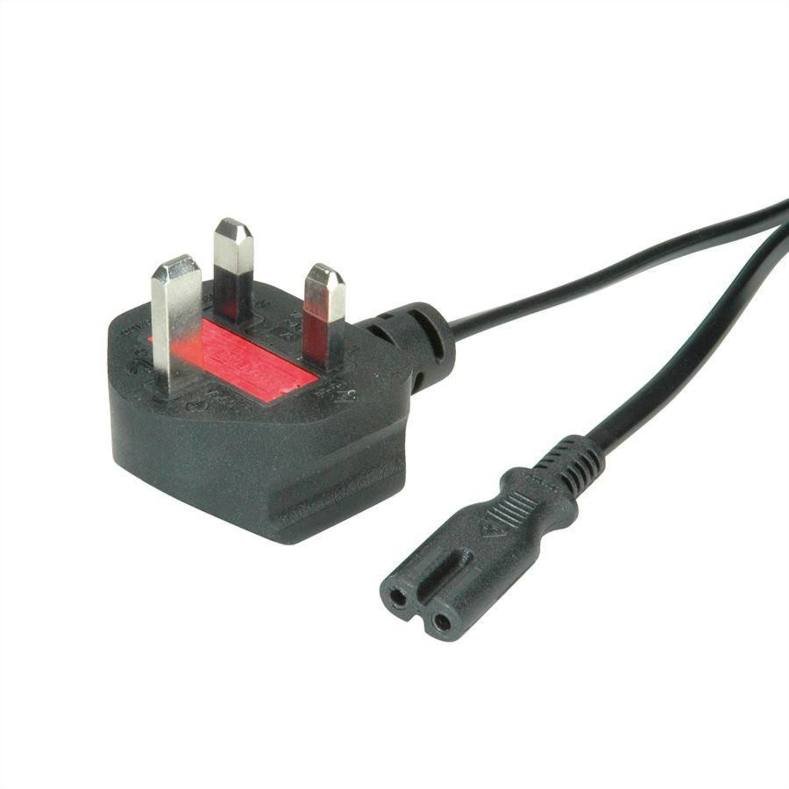 VALUE Power Cable BS 1363 (M) Angled to IEC 60320 C7 Straight