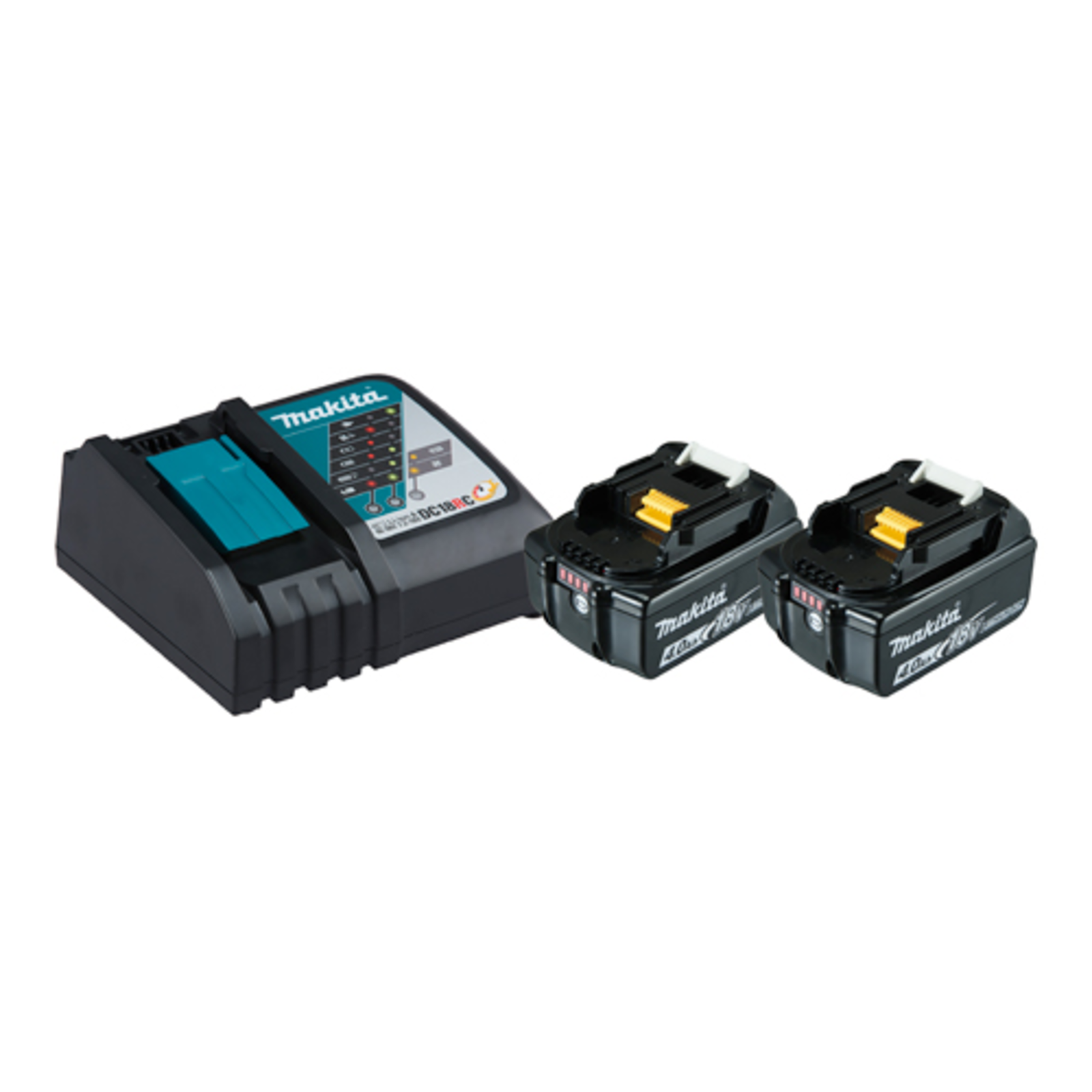 Makita Power Source Kit 18V 4Ah Black 2x Battery BL1840B 1x Charger DC18RC